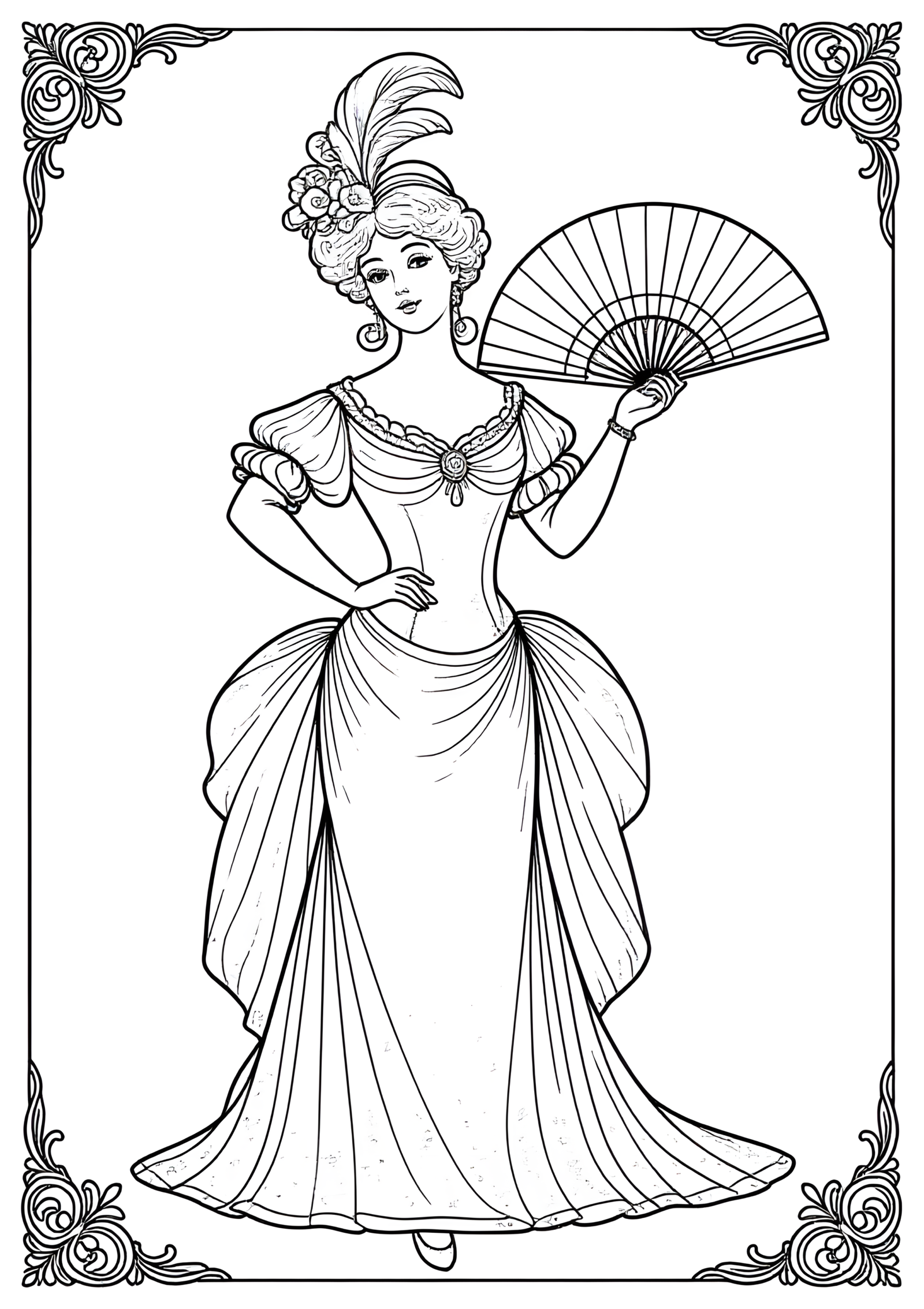 Coloriage Éventail à la marquise, variante 3