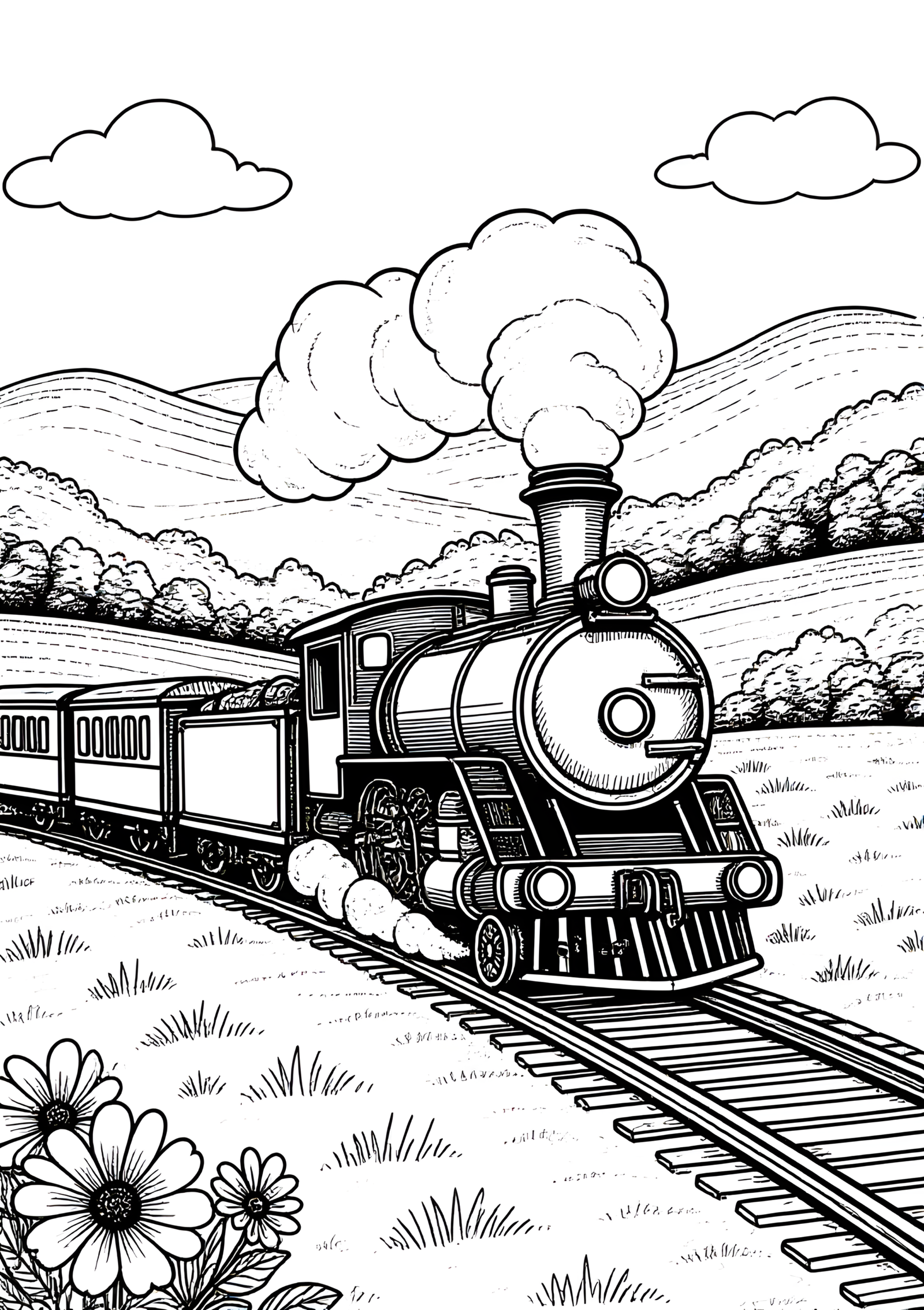 Coloriage Avion Contre Train Vintage, variante 3