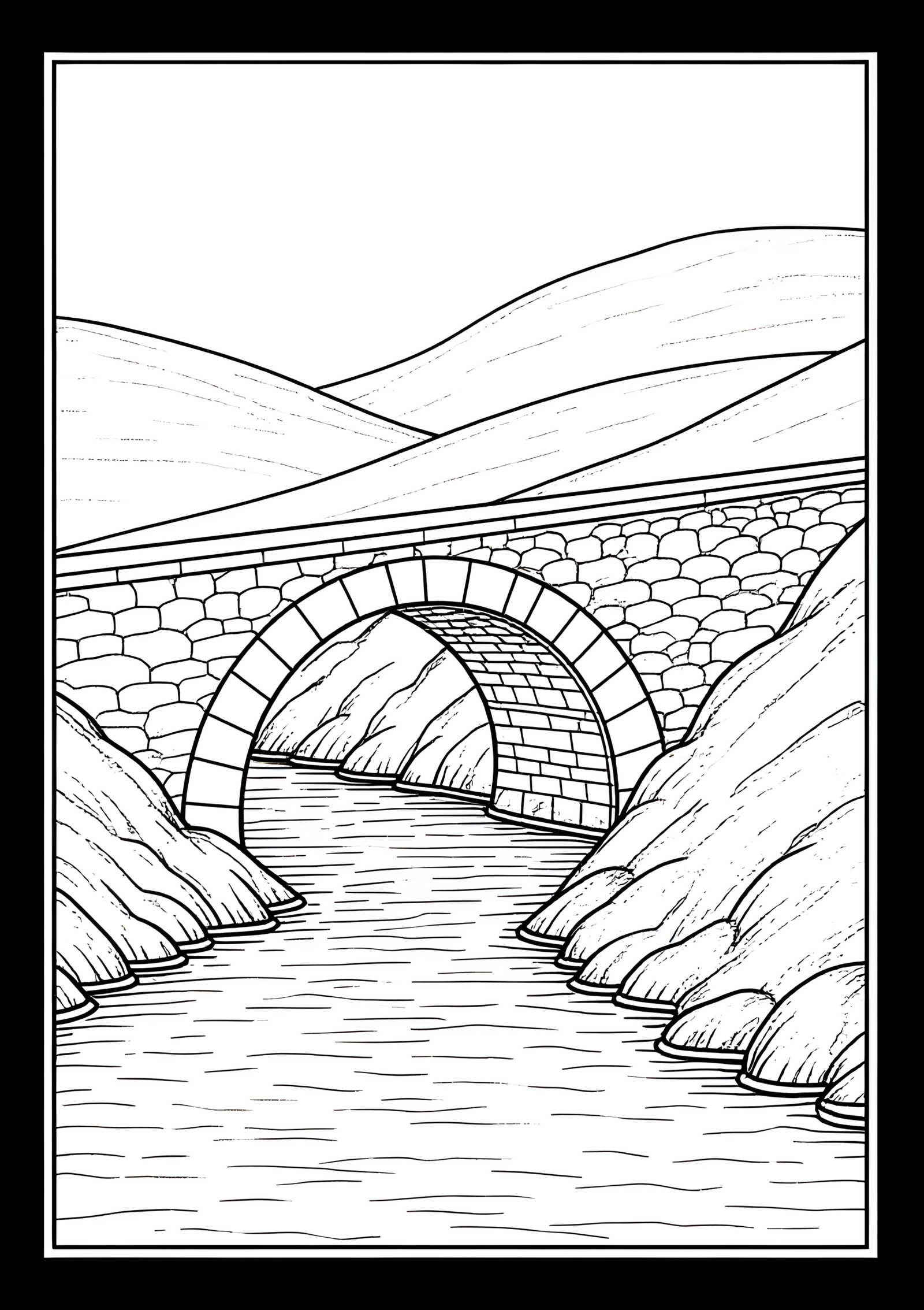Coloriage Aqueduc De Montagne Avec Arches, variante 3