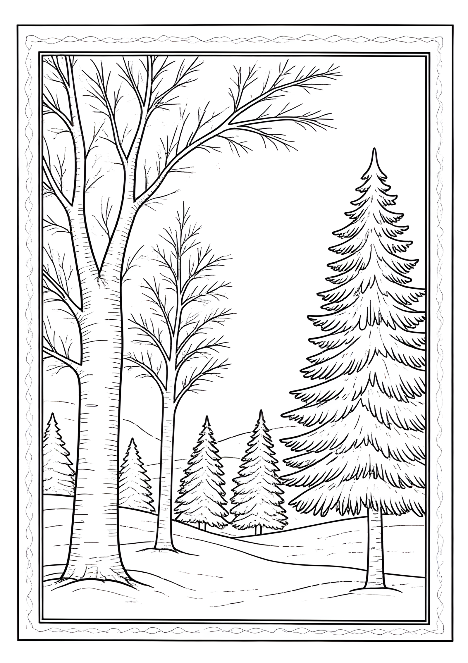 Coloriage Canal d’Hiver dans la Brume, variante 3