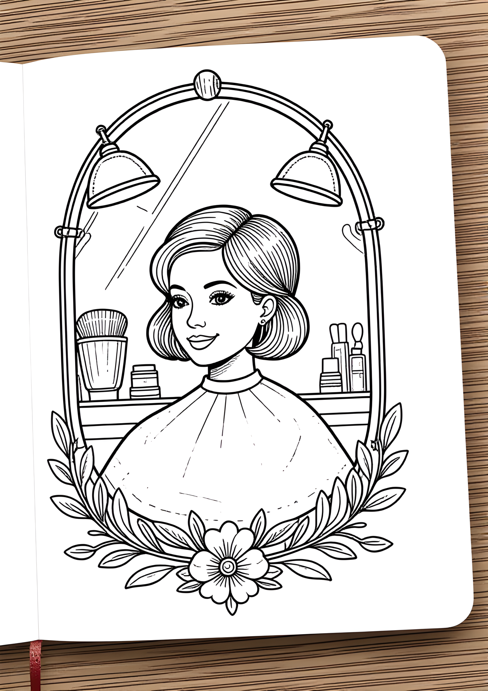Coloriage Miroir De Salon Avec Reflet De Coiffure, variante 3