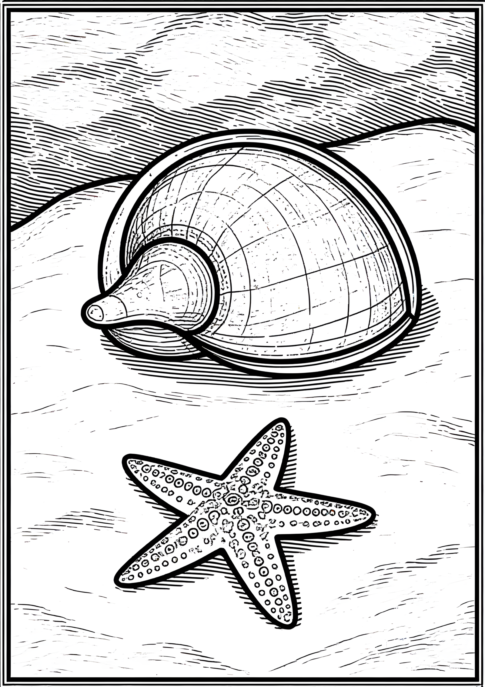 Coloriage COQUILLAGE CYPRÉE, variante 3