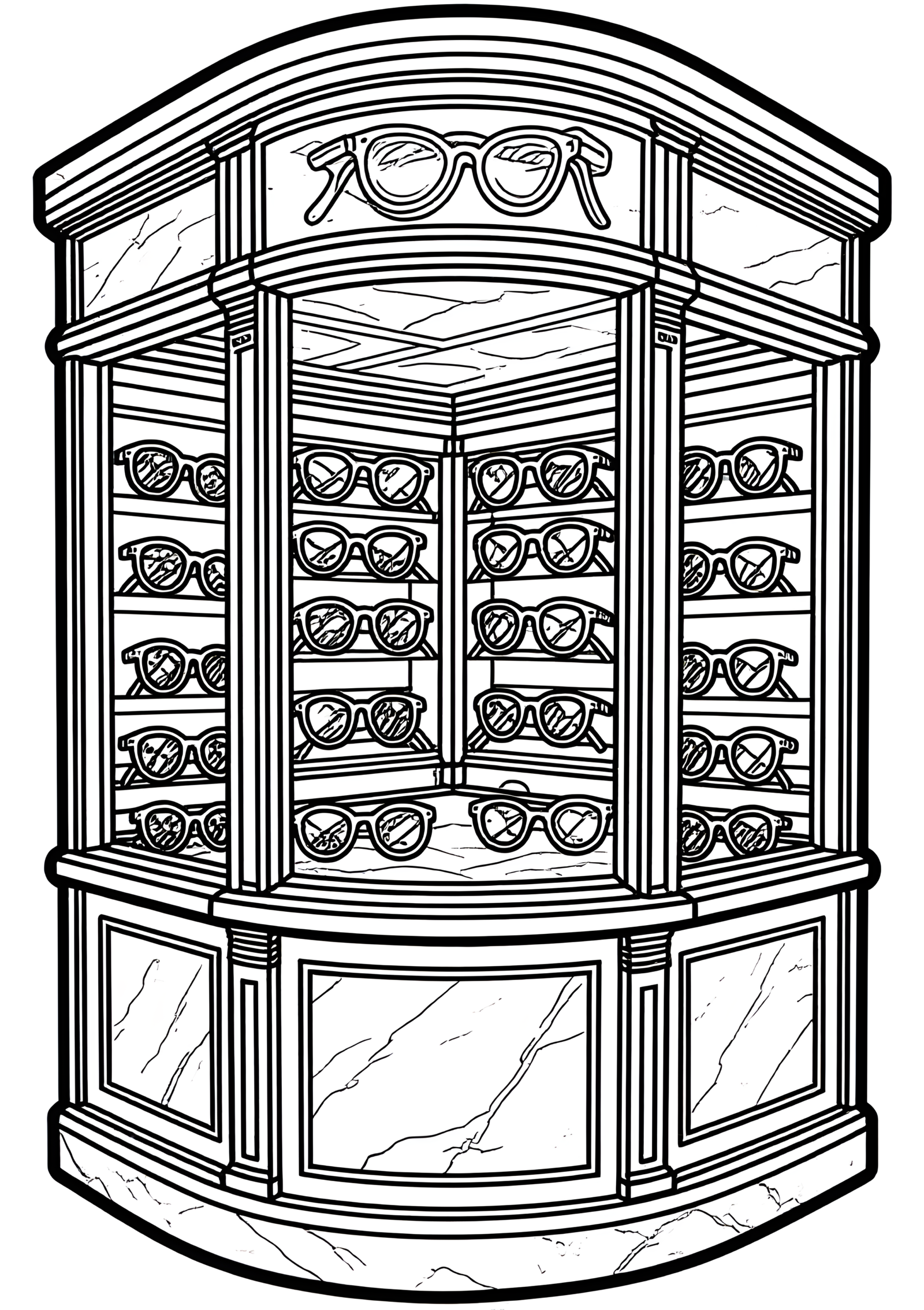 Coloriage Magasin D Opticien Vintage, variante 3