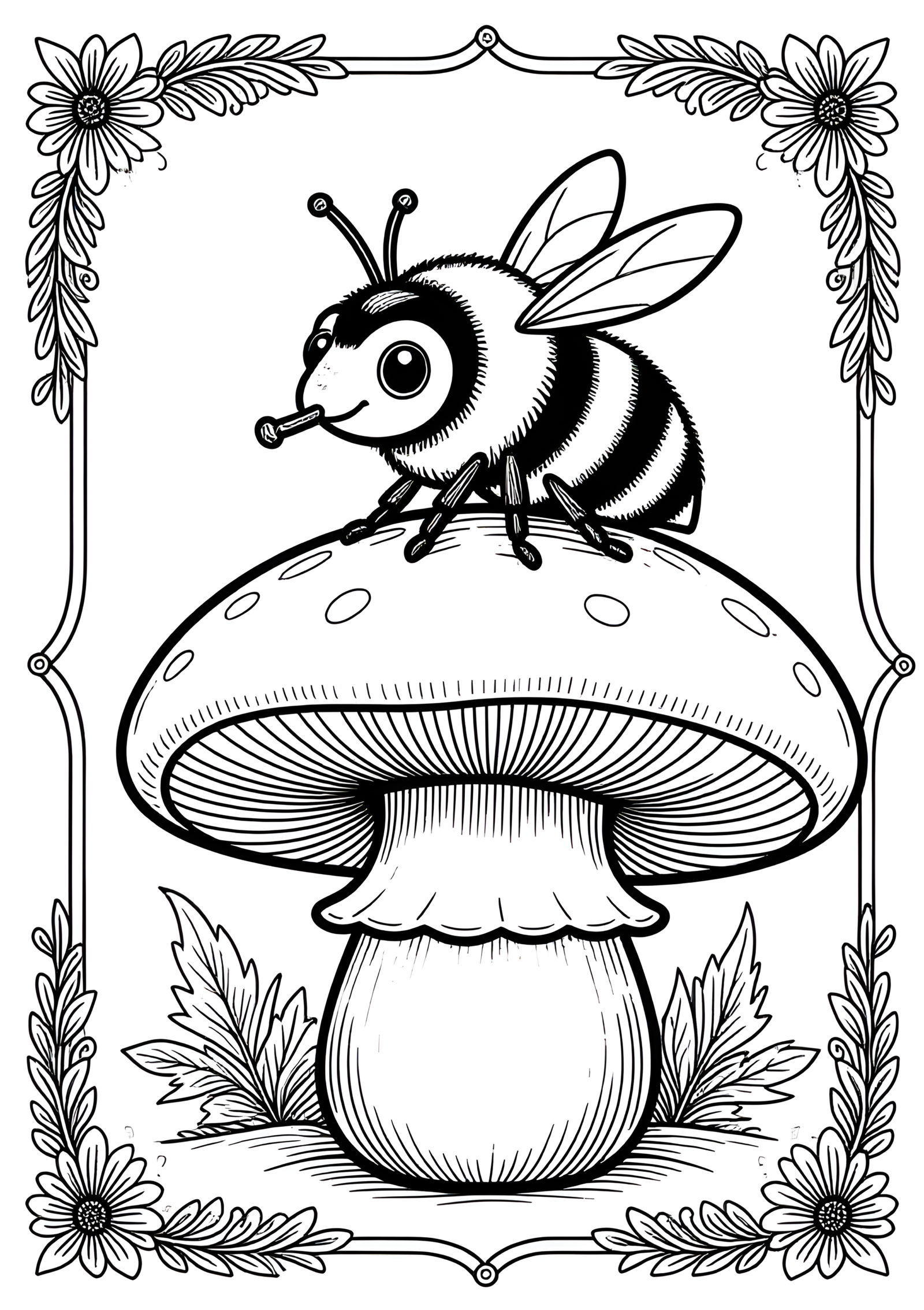 Coloriage Coloriage Elfes sur Champignon, variante 3