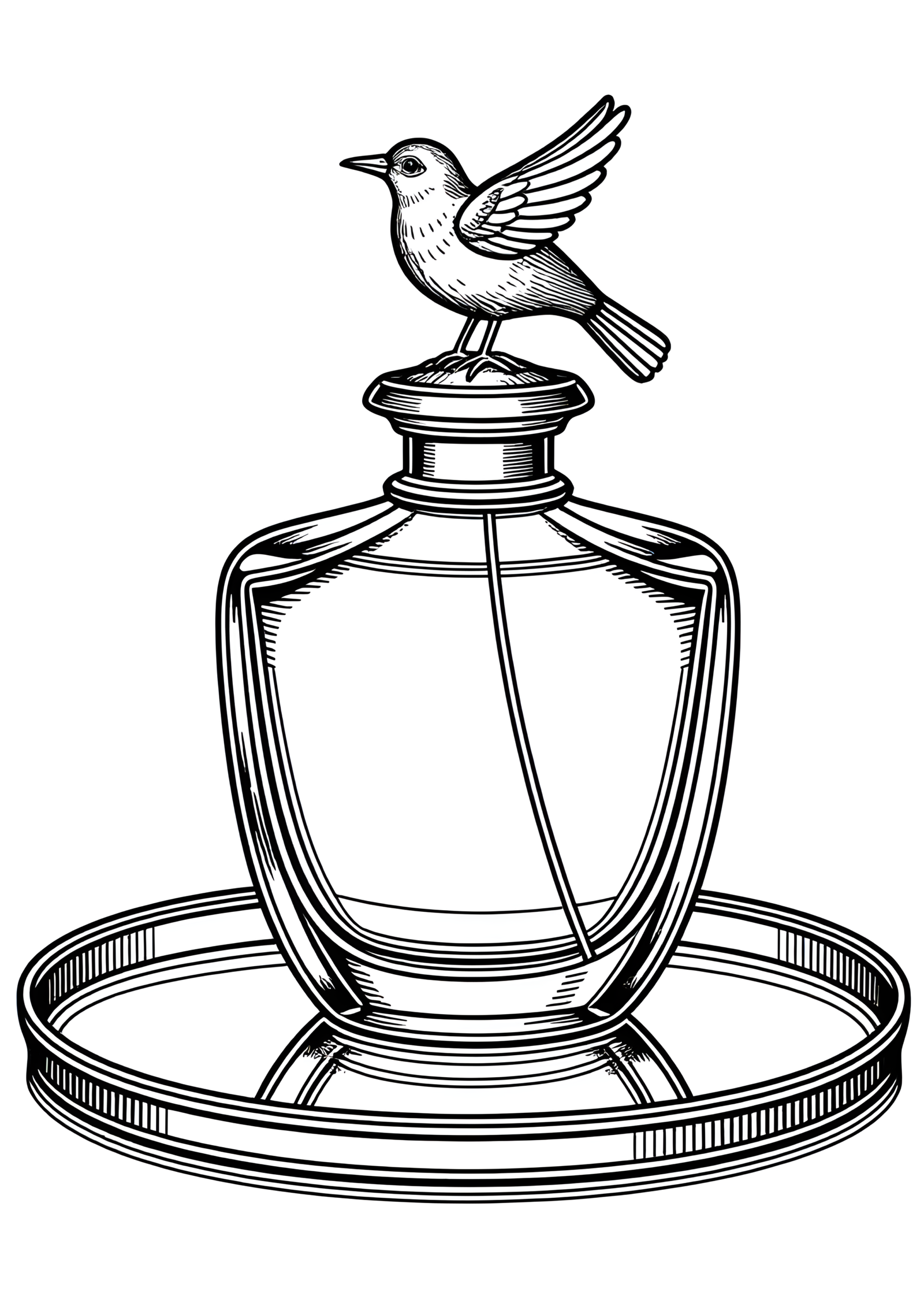 Coloriage Flacon de Parfum à Oiseau Doré, variante 3