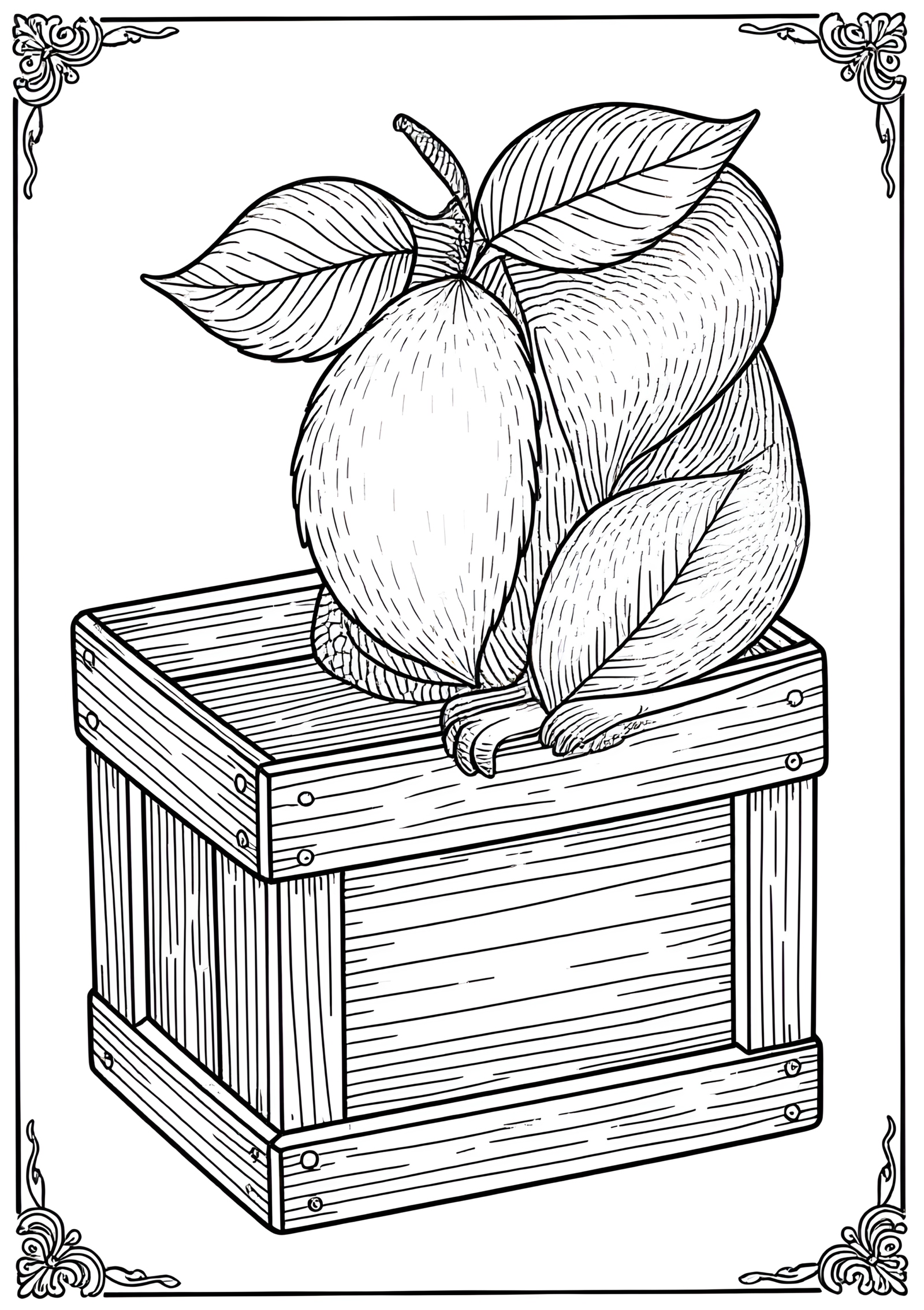 Coloriage PÊCHE SUR CAISSE EN BOIS, variante 3