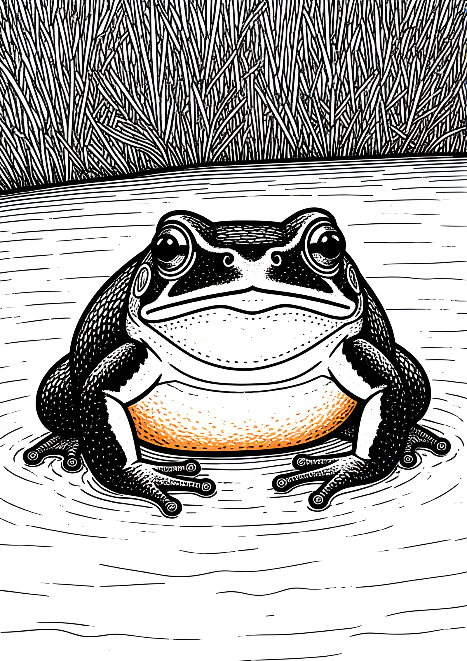 Coloriage Crapaud À Ventre De Feu, variante 3