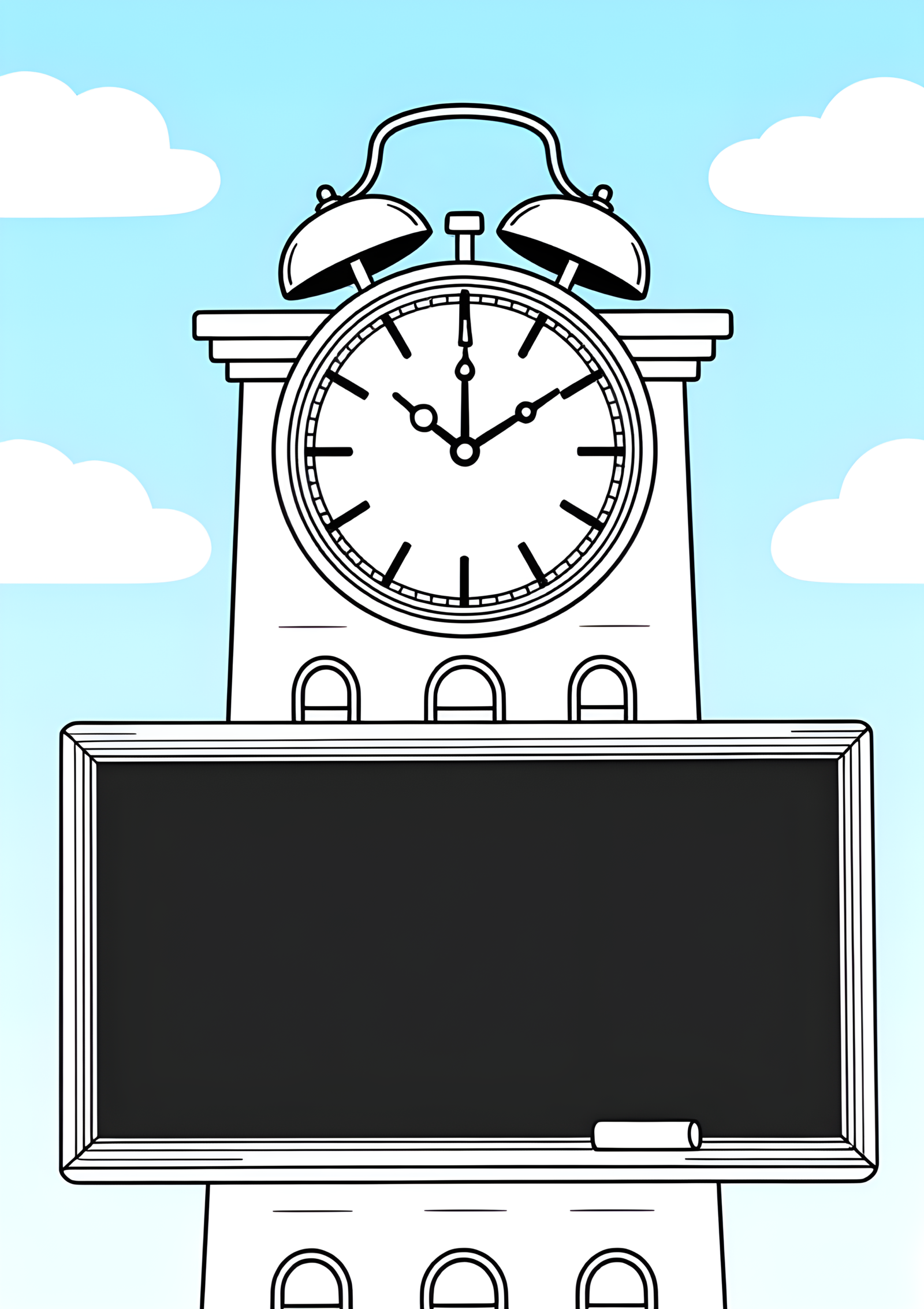 Coloriage Horloge Murale D’École, variante 3
