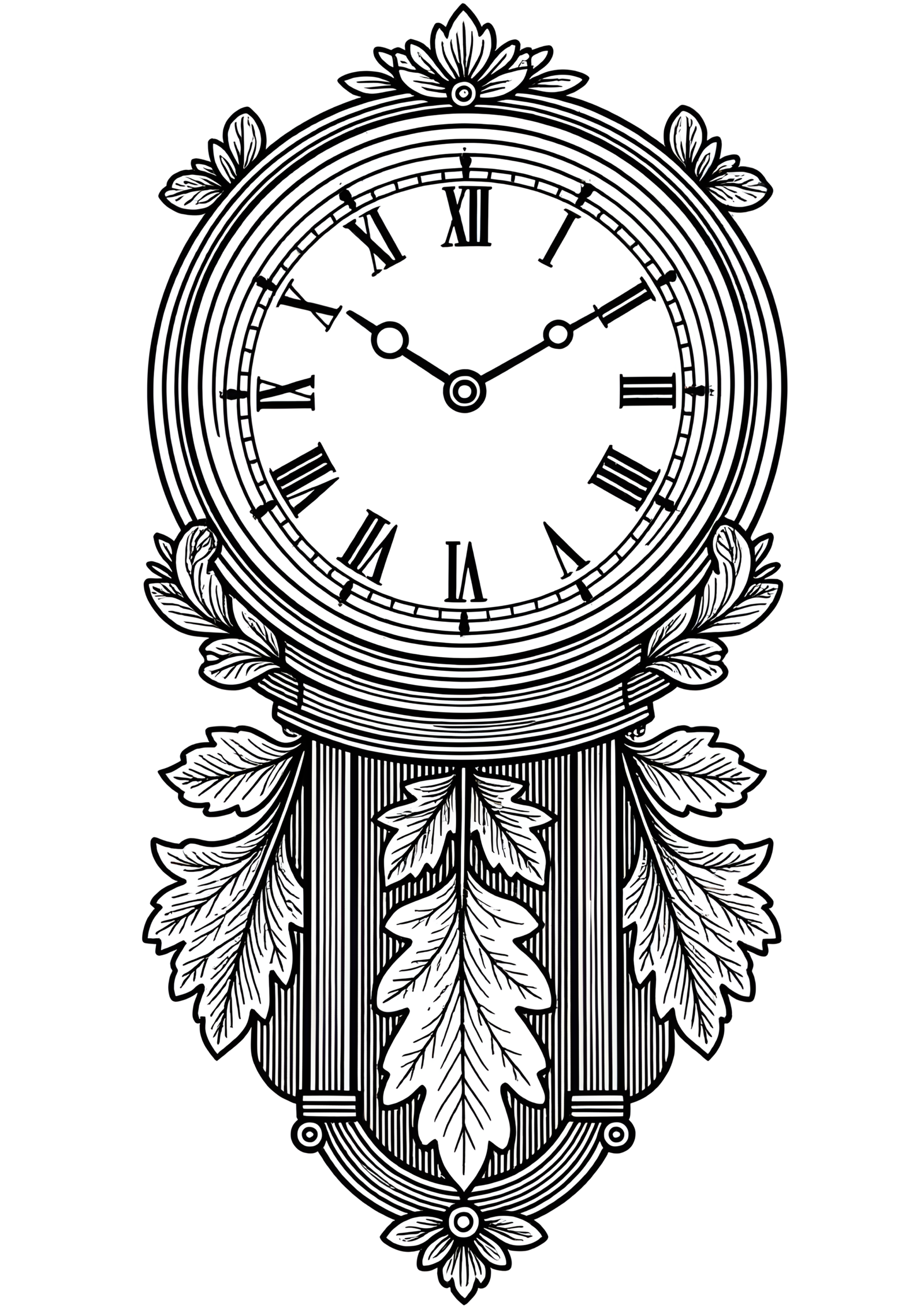 Coloriage BAROMÈTRE-CARILLON EN CHÊNE SCULPTÉ, variante 3