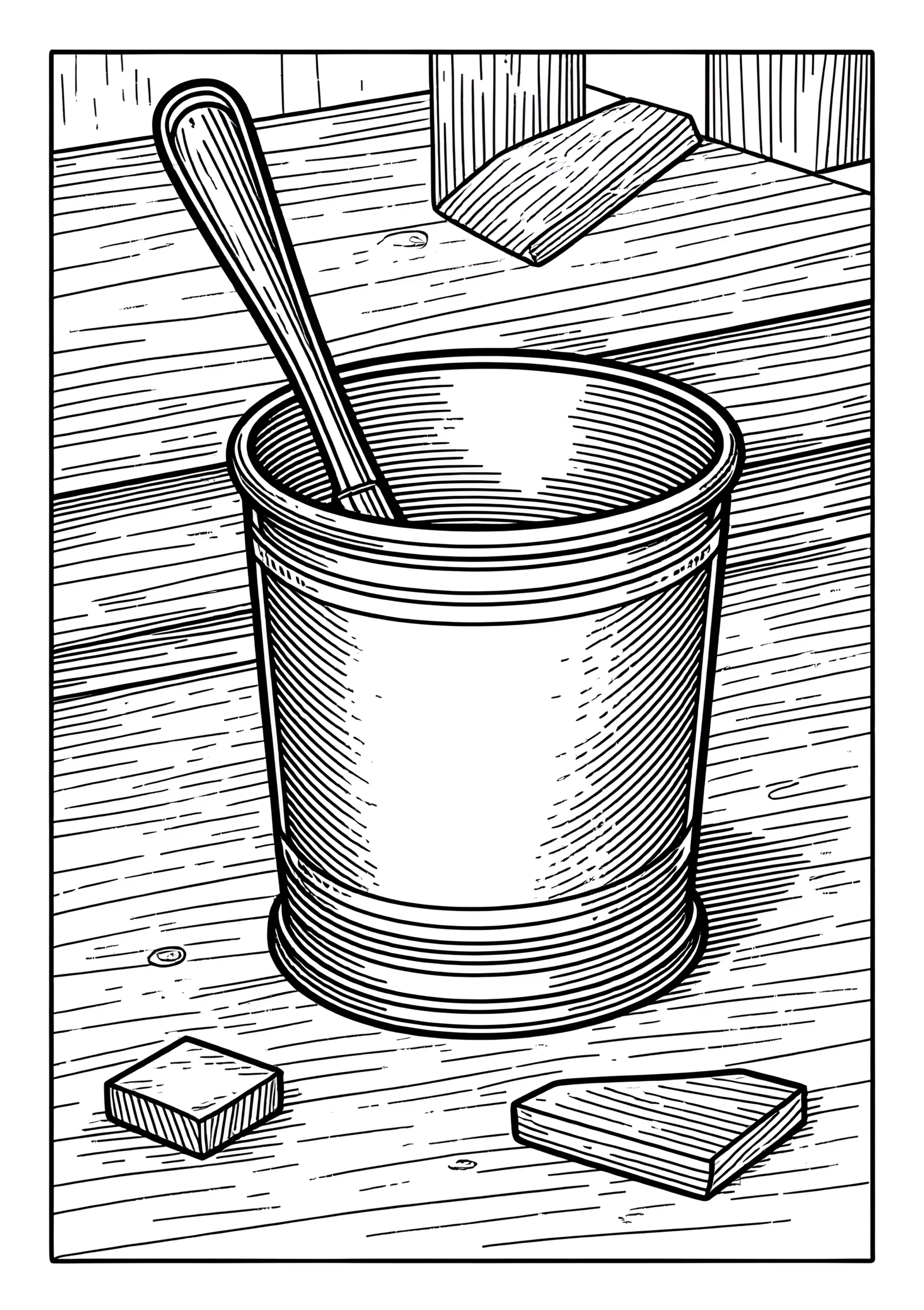 Coloriage atelier d'orfèvrerie aux copeaux de bois, variante 4