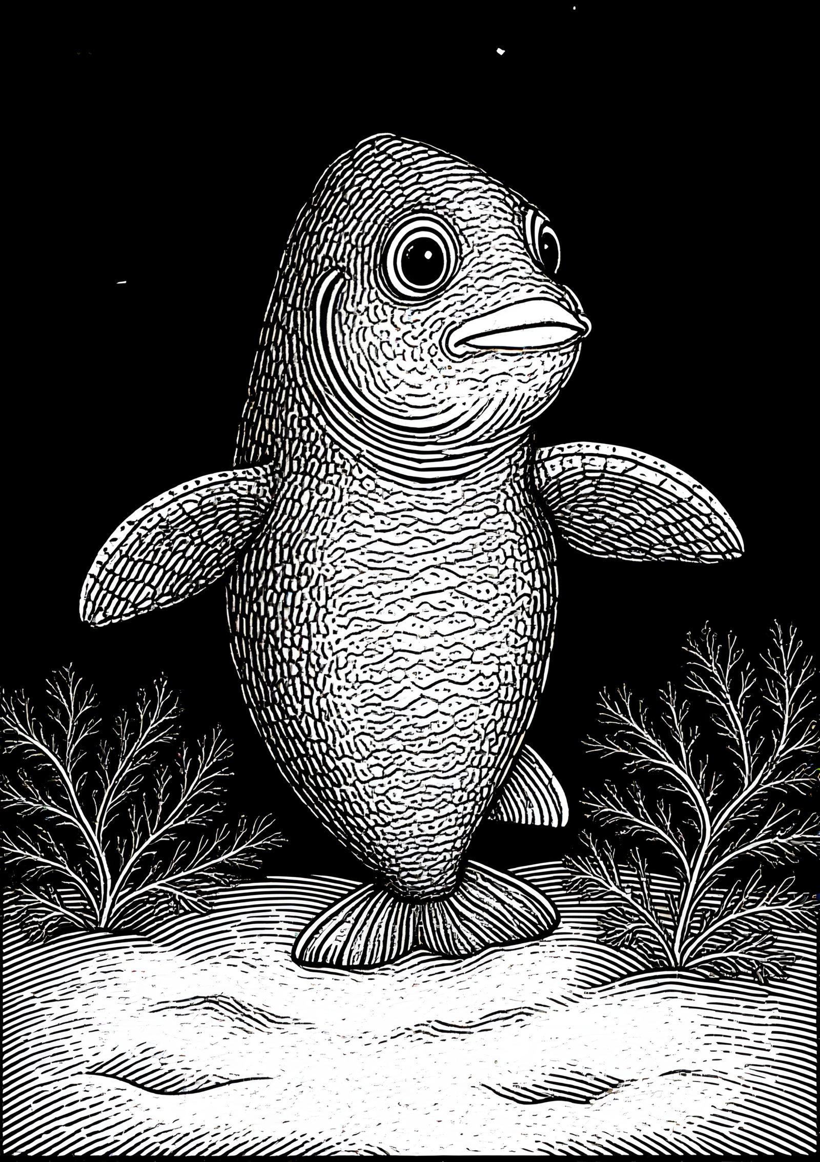 Coloriage ANGUILLE SORTANT D'UN CORAIL, variante 4