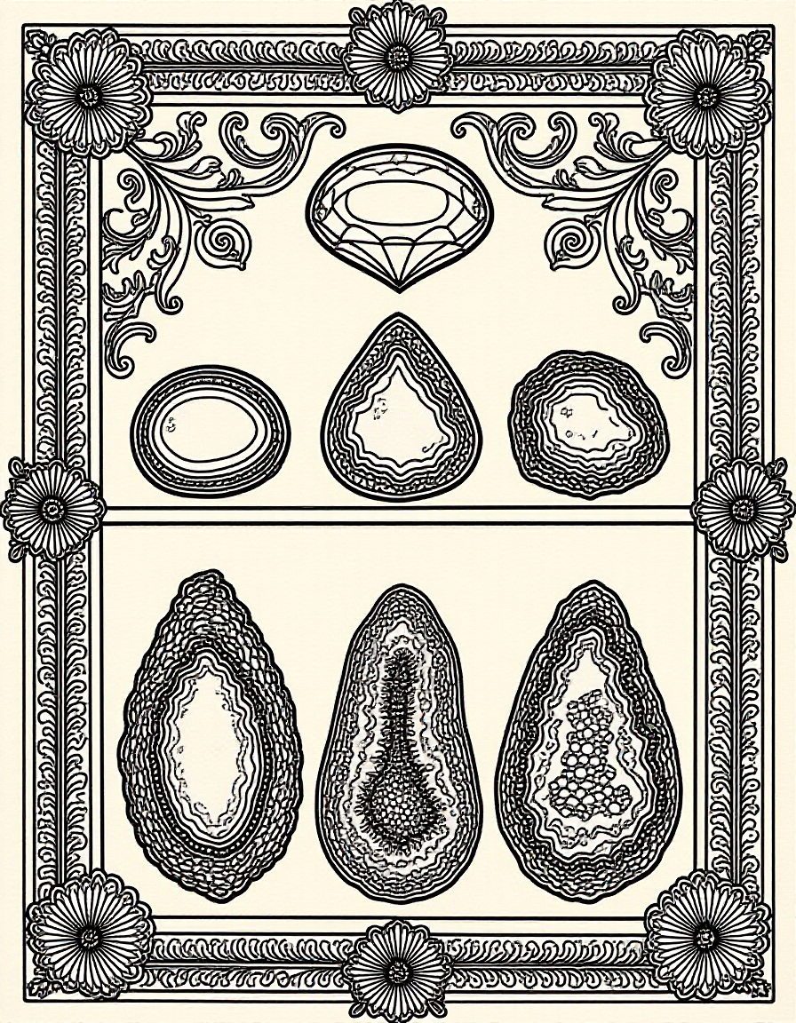 Coloriage Vitrines d'une Cabinet de Curiosités Géminées, variante 4