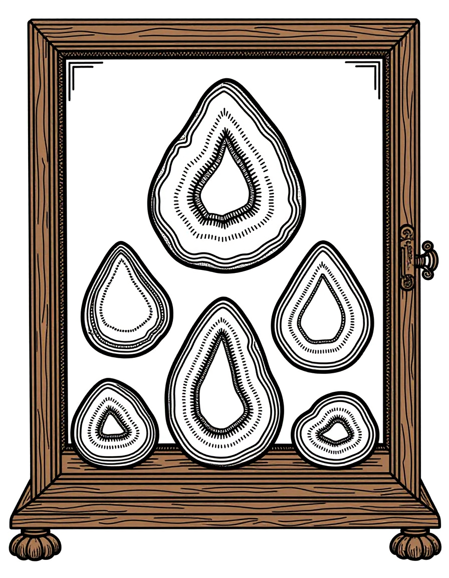 Coloriage Vitrine De Taxidermiste Avec Pierres Précieuses, variante 4