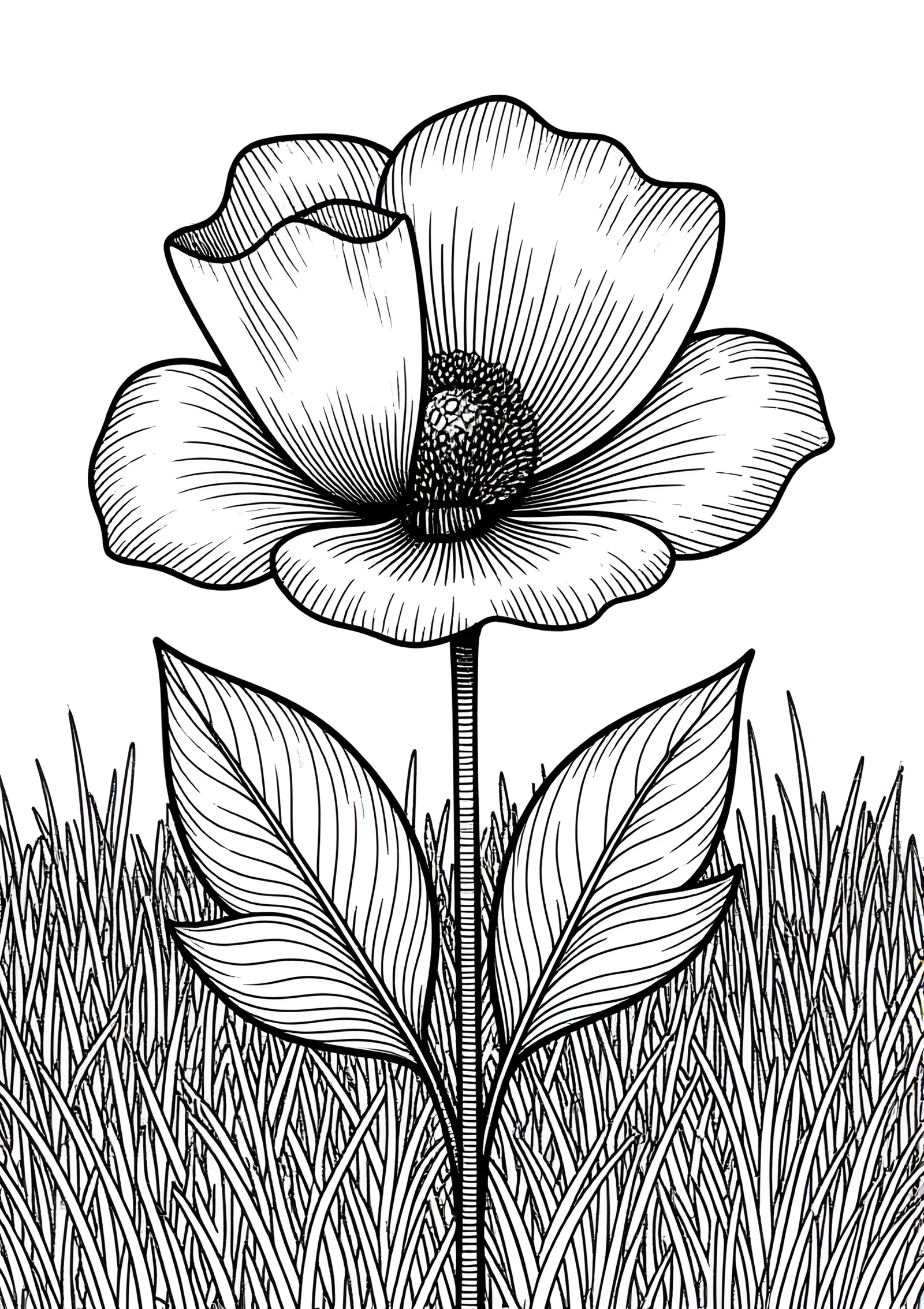 Coloriage Tulipe dans les Hautes Herbes, variante 4