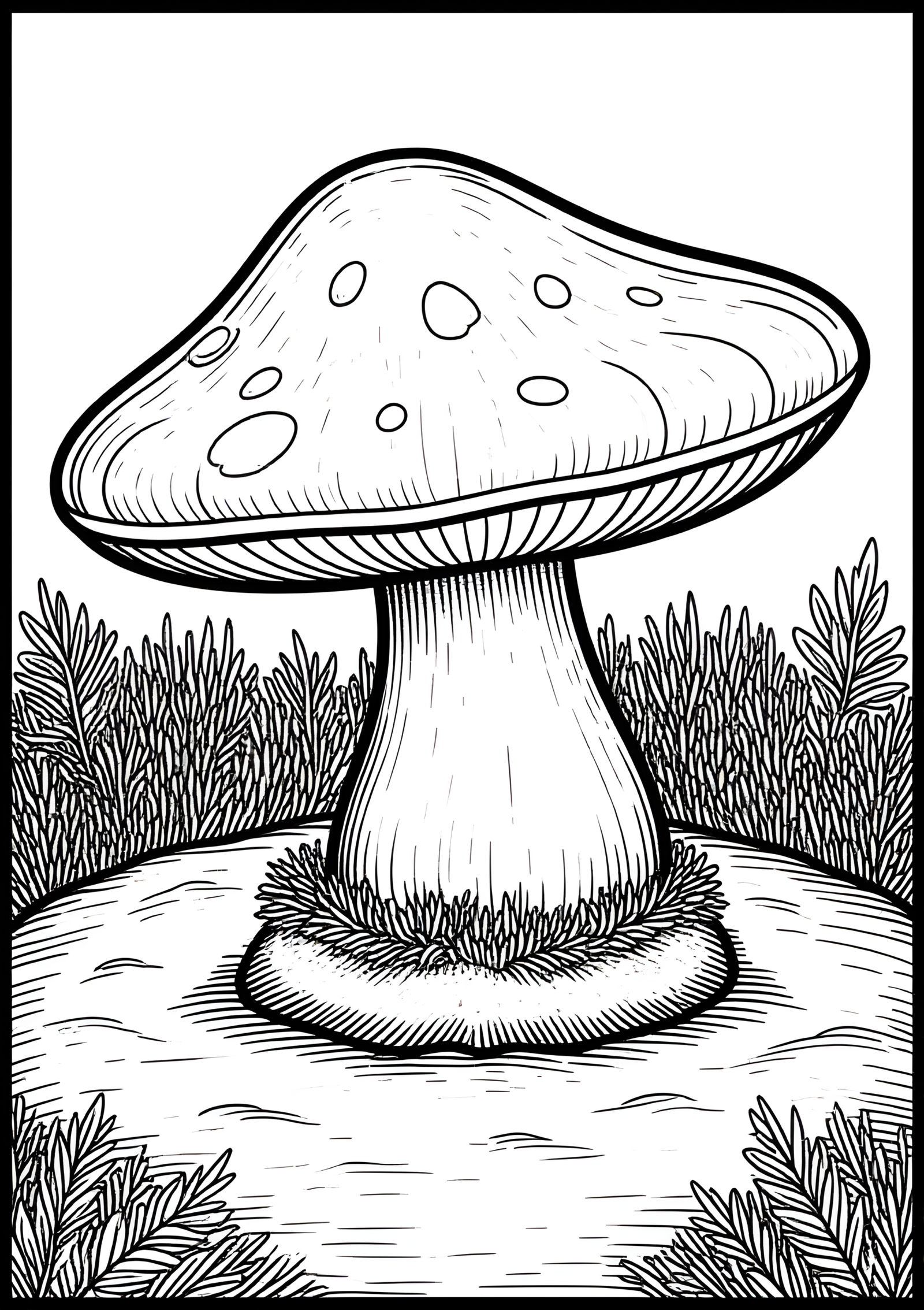 Coloriage Champignon Bolet dans Clairière Moussue, variante 4