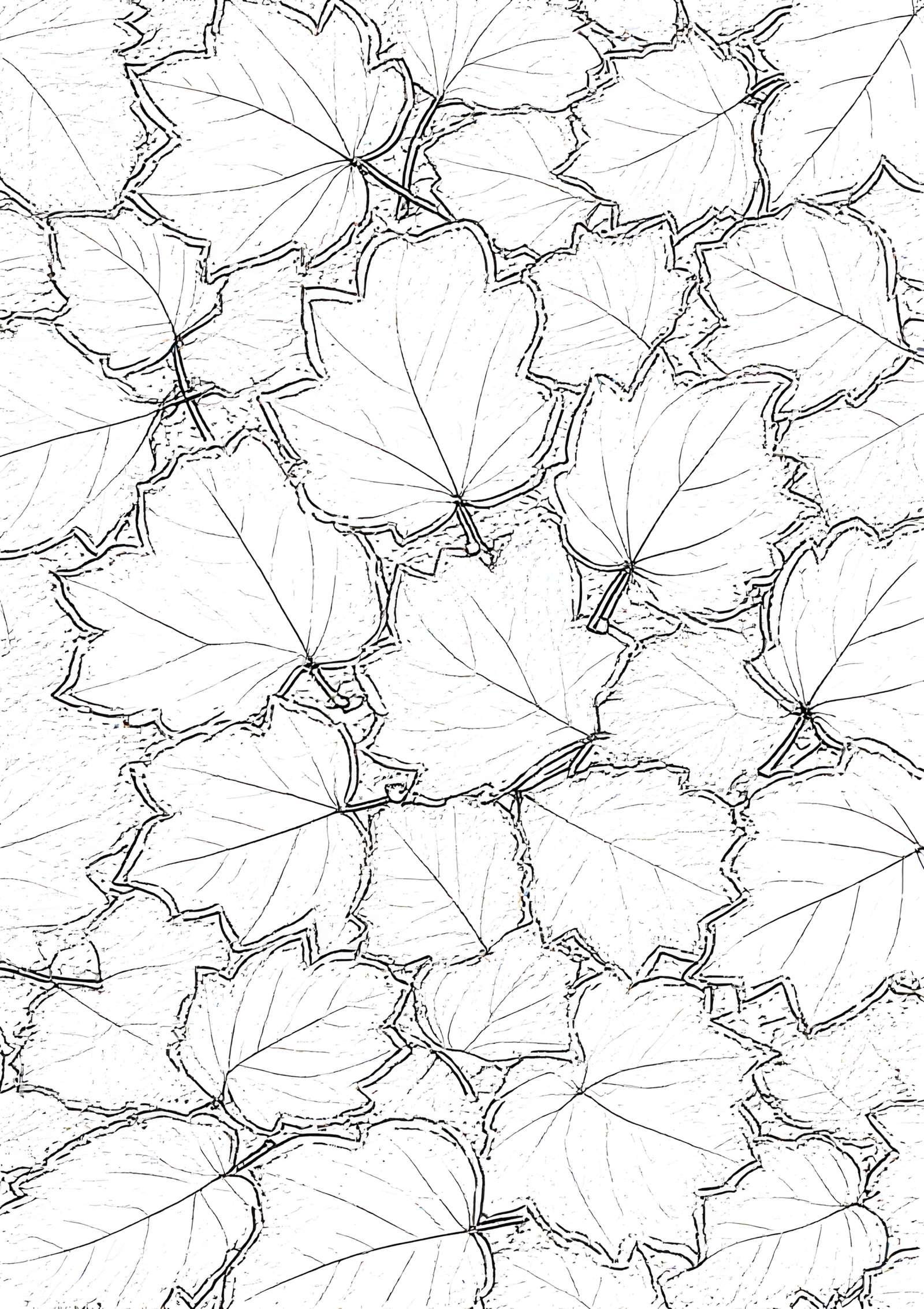 Coloriage Bleuet Vert dans Feuilles d'Automne, variante 4