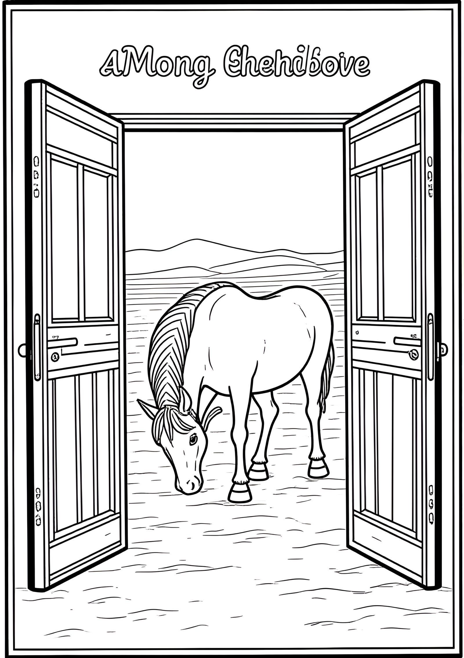 Coloriage Cheval mongol paissant sur la steppe, variante 4