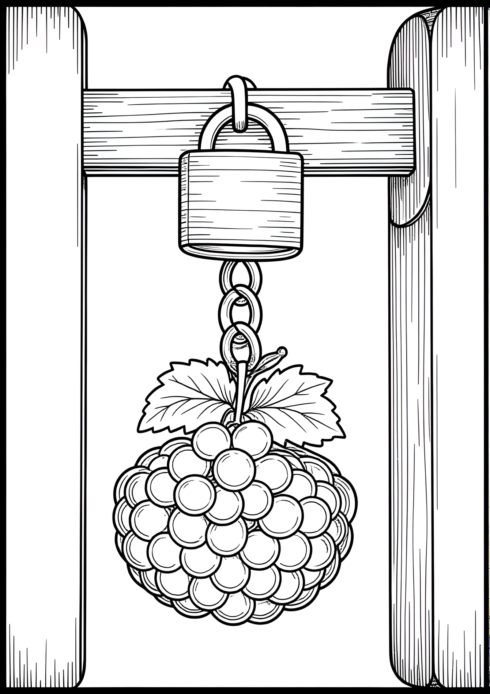 Coloriage Cadenas À Vin Sur Porte Rustique, variante 4