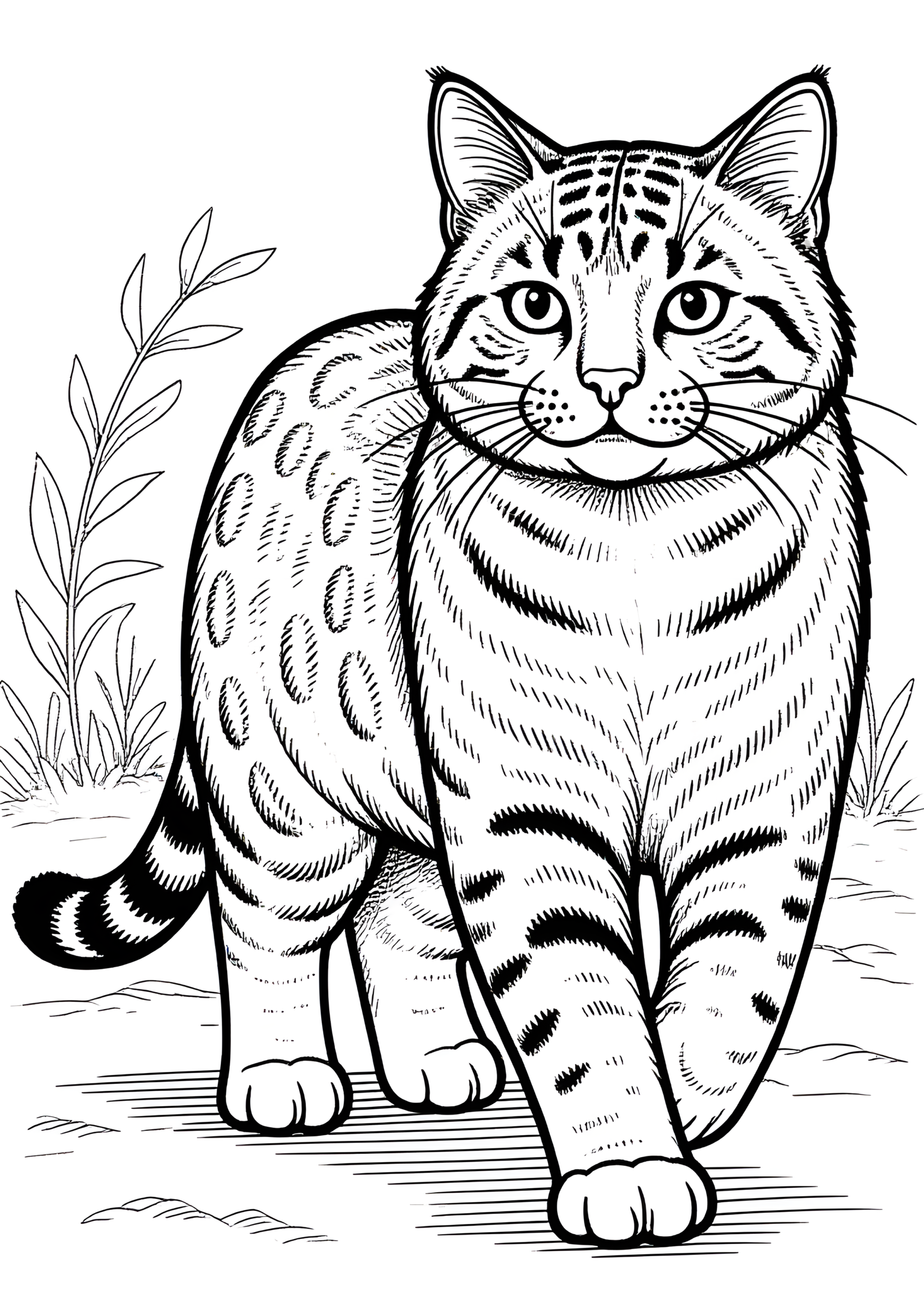 Coloriage Motif Chat Kanaani Pelage Tacheté, variante 4