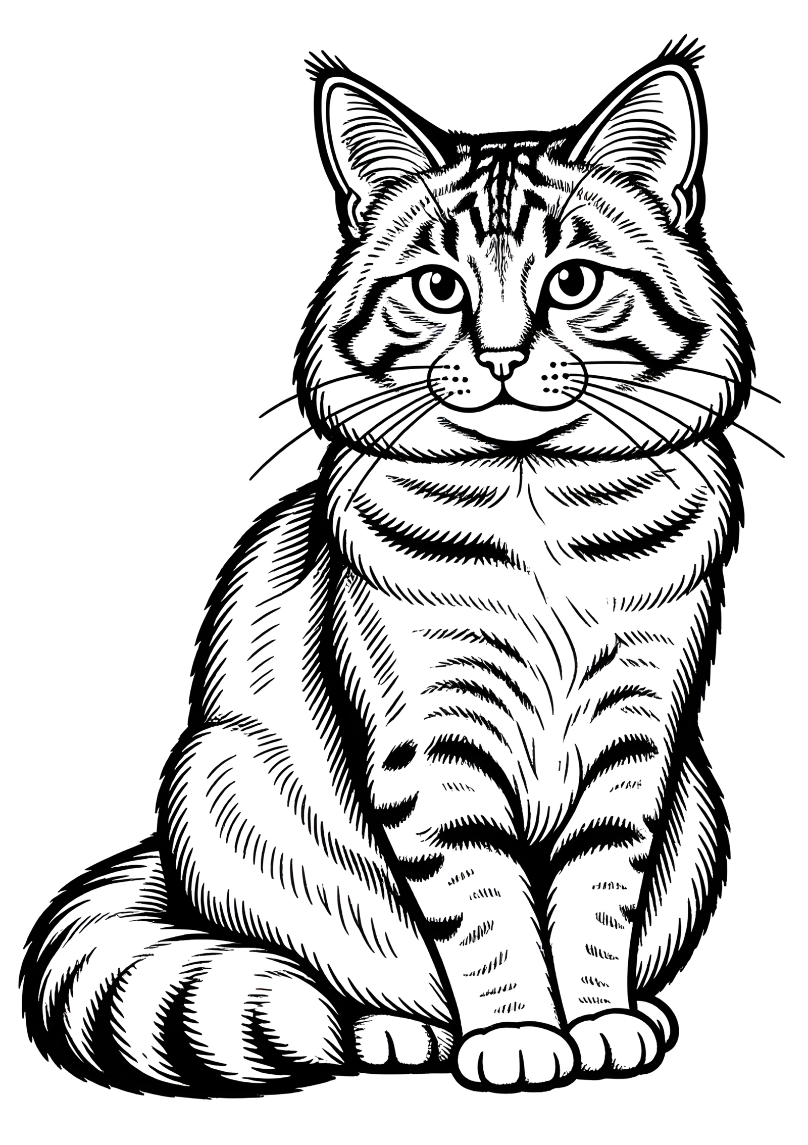Coloriage Somali Chat Assis Motifs Simples Faciles, variante 4