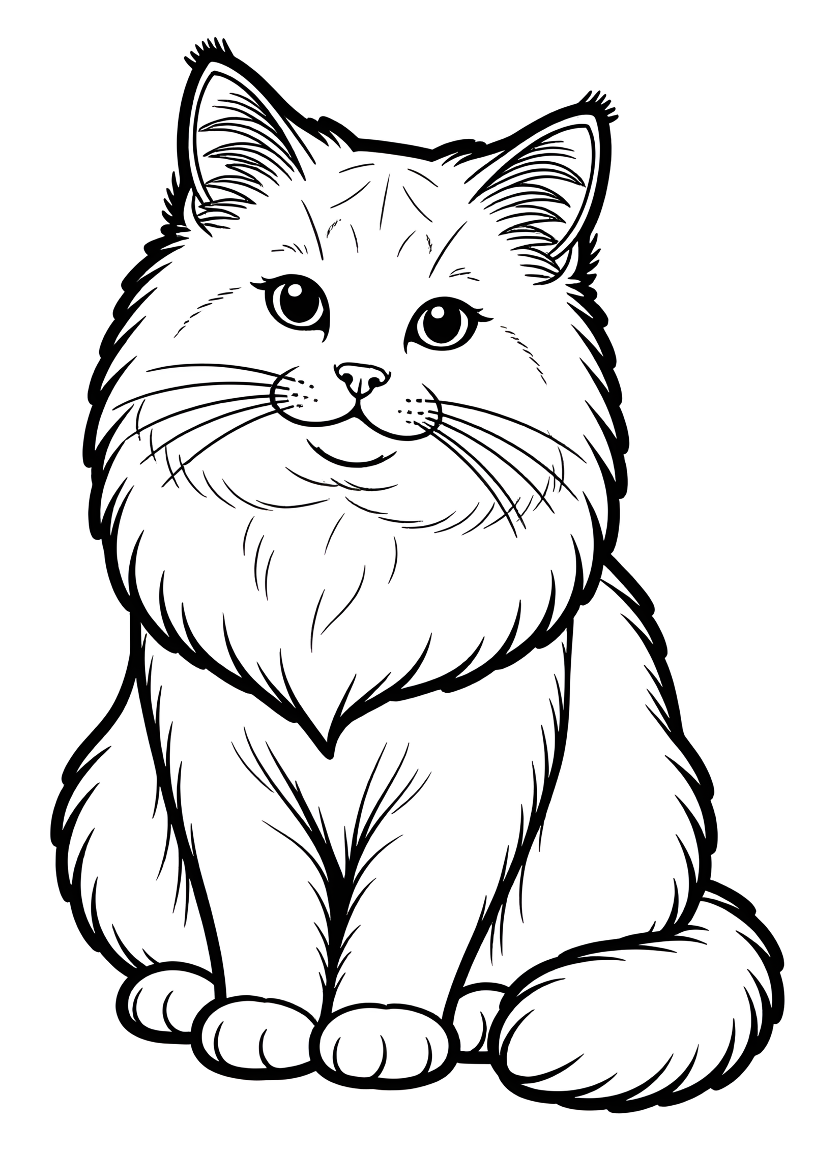 Coloriage Chat Asiatique Mi-long Poil à Colorier, variante 4
