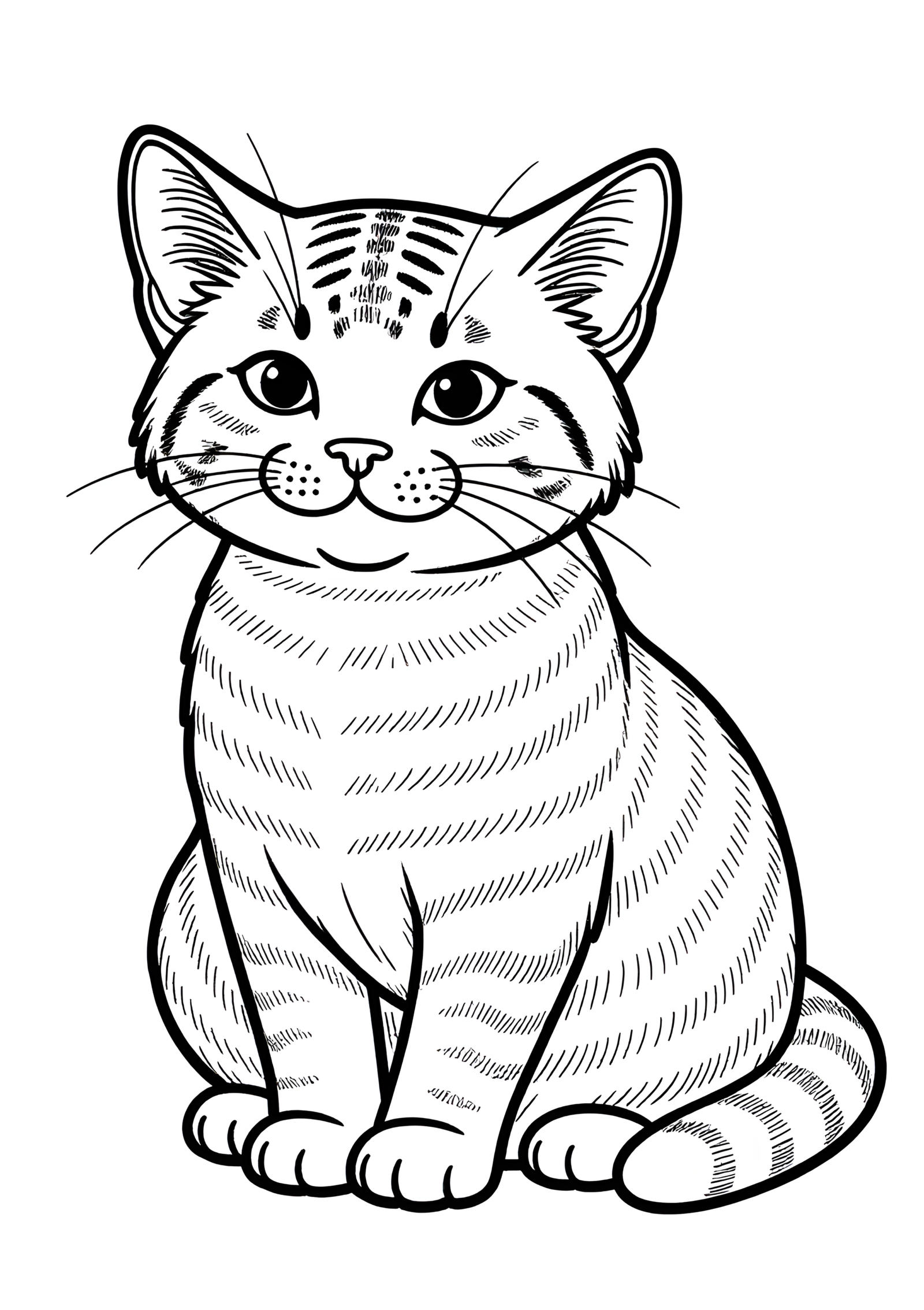 Coloriage Sujet de coloriage Chat Highlander Simplifié, variante 4