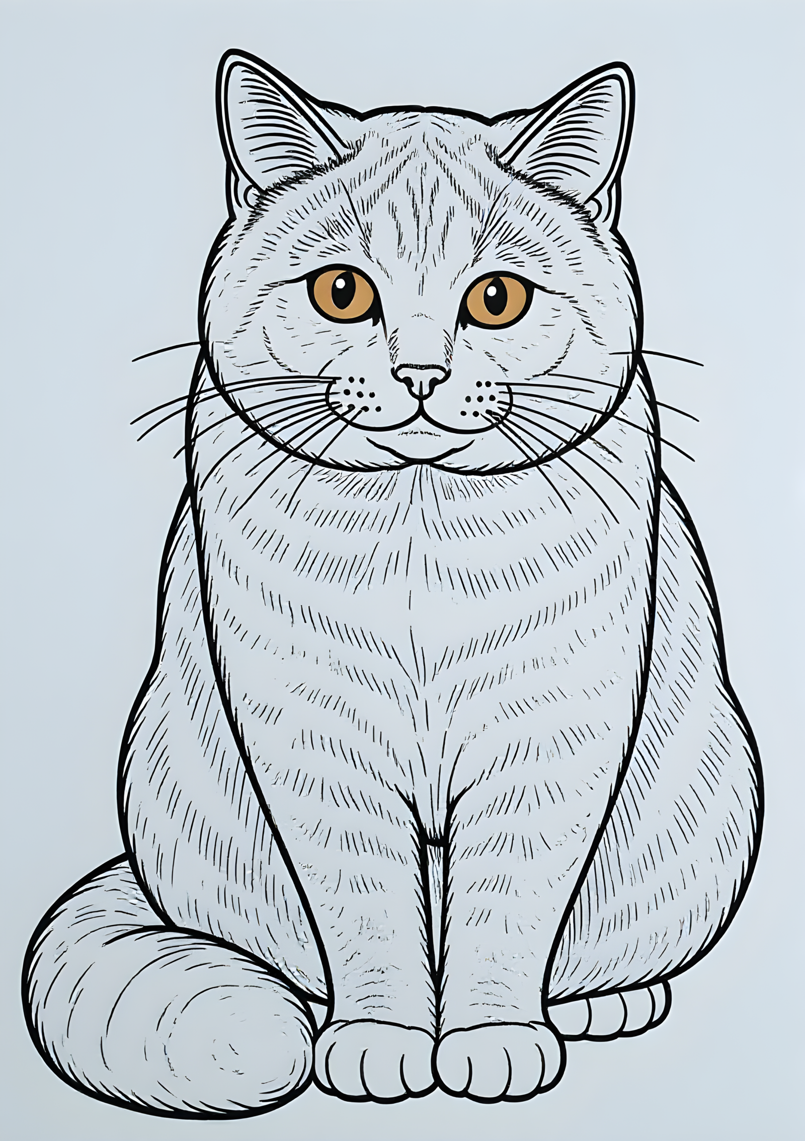 Coloriage Chat Chartreux À Colorier Simple Design, variante 4