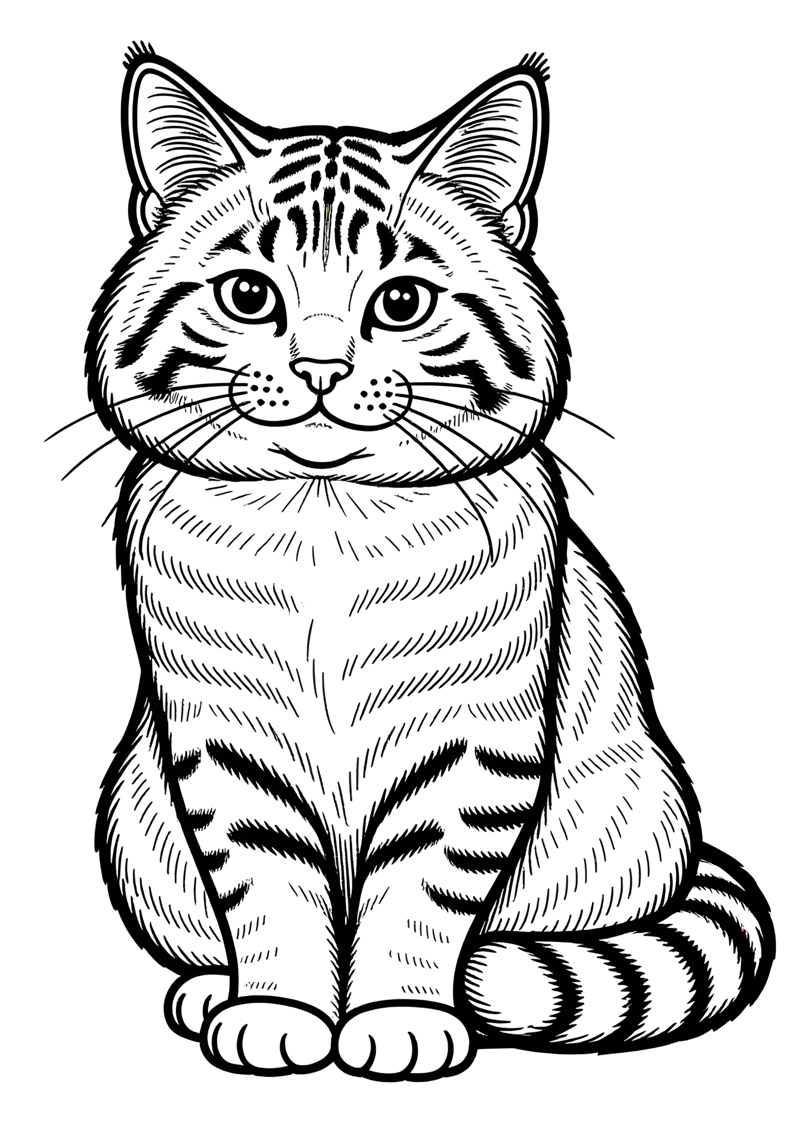Coloriage Chat Kurilien Bobtail à colorier, variante 4
