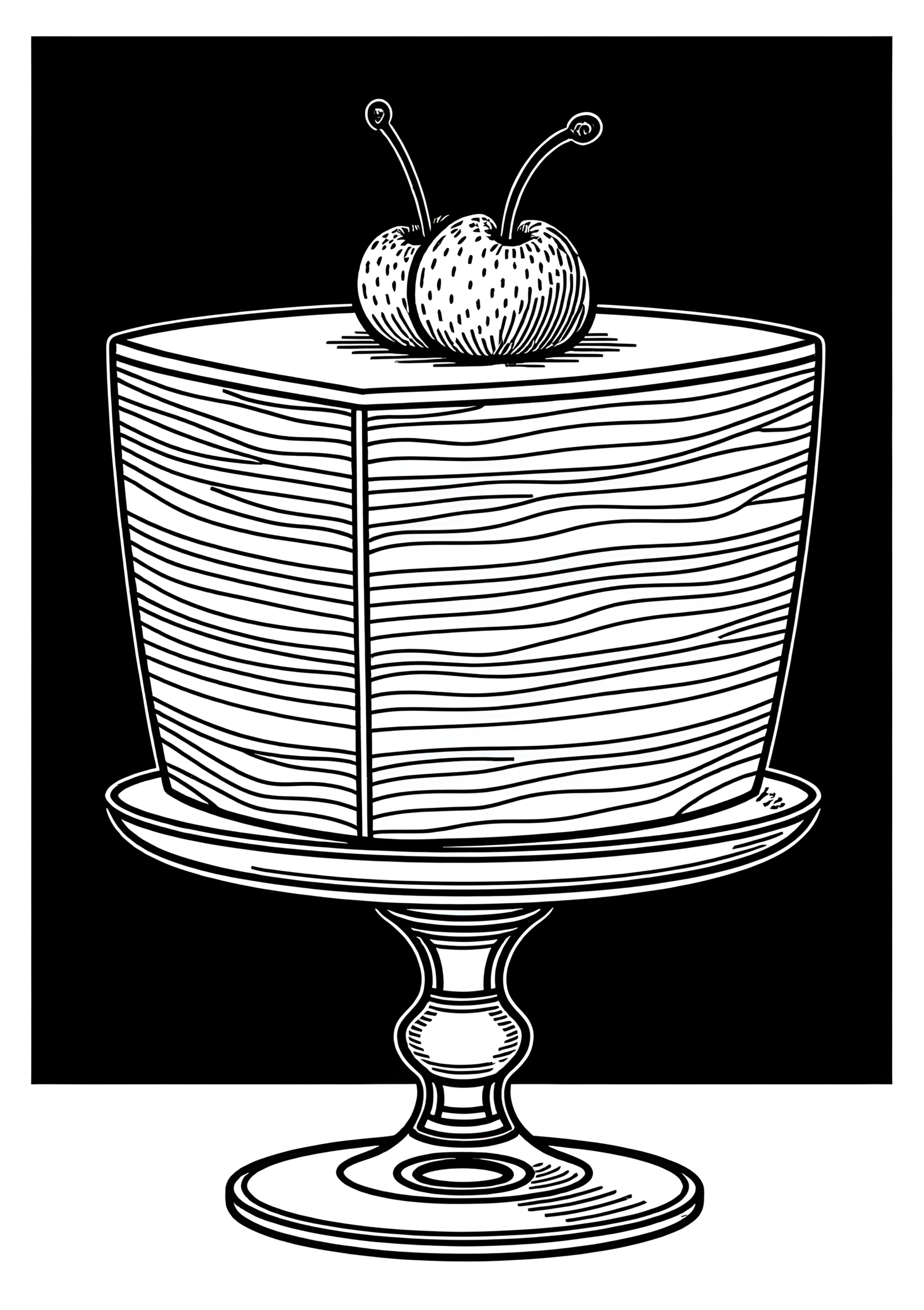 Coloriage Mille-feuilles empilés sur un présentoir en verre, variante 4