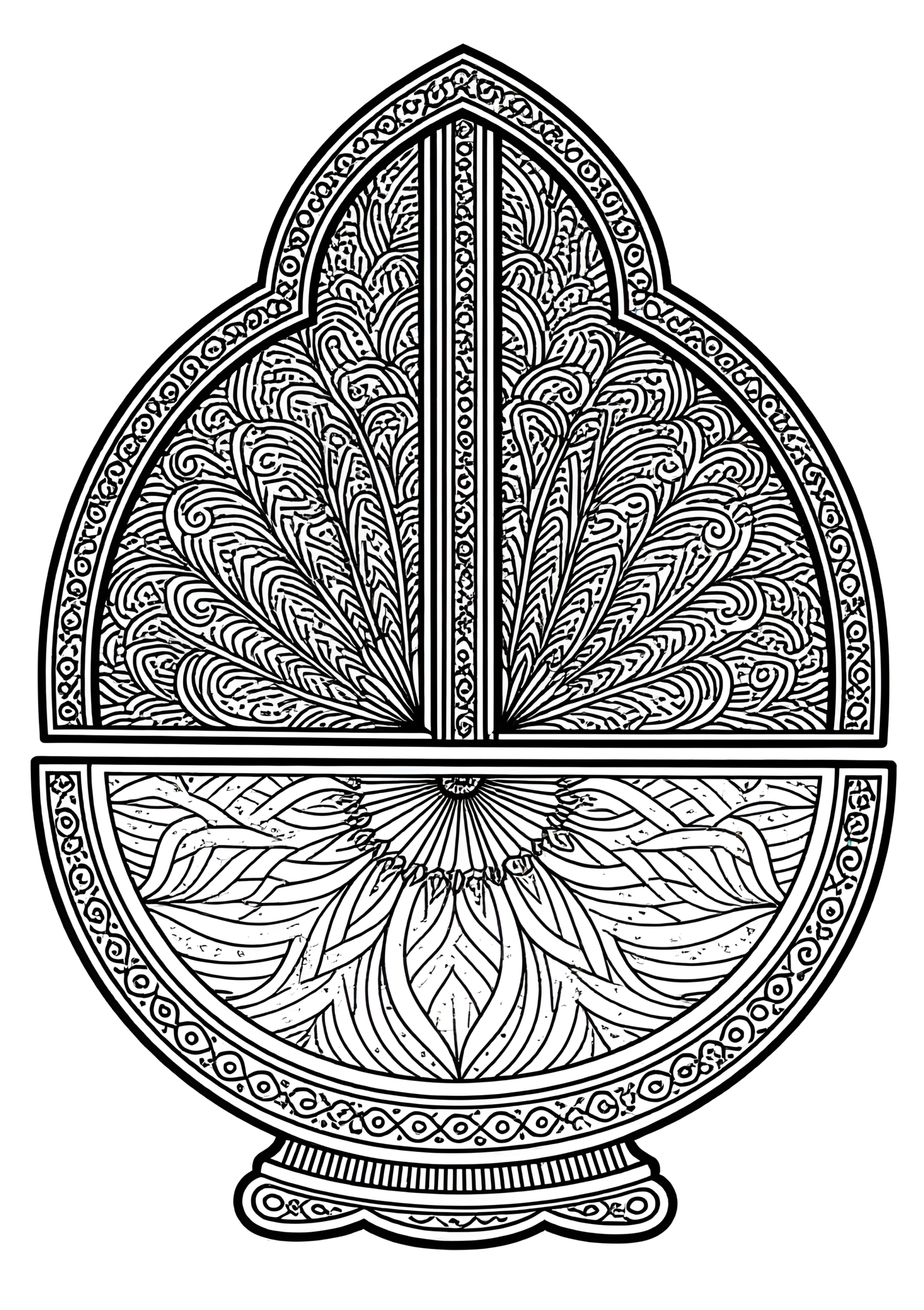 Coloriage Ventail de Santal Gravé sur Table, variante 4