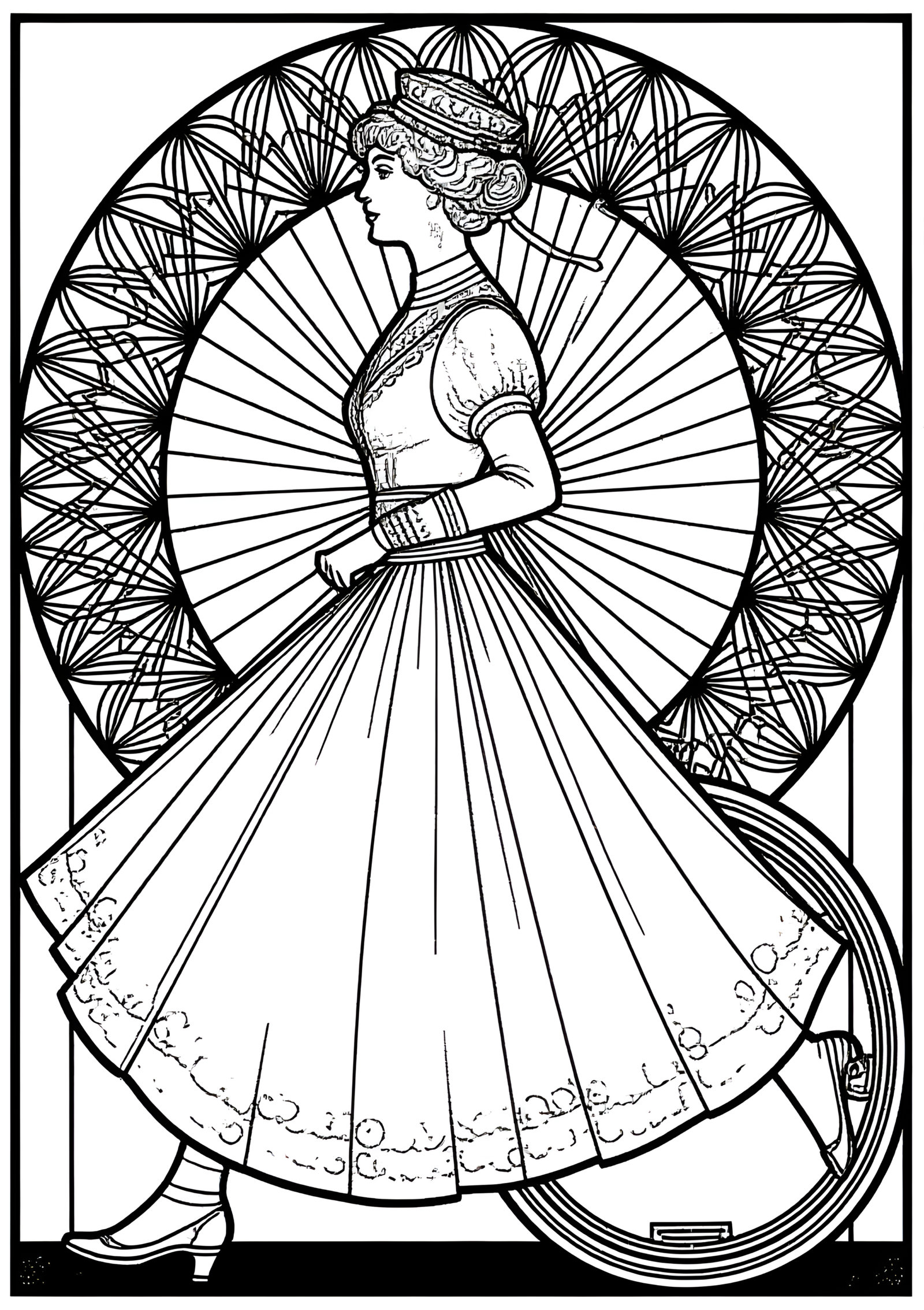 Coloriage Affiche Art Déco Cycliste, variante 4