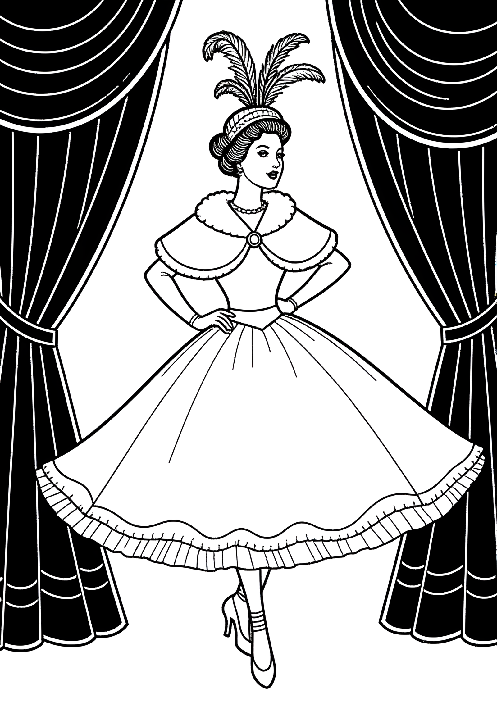 Coloriage Robe Poodle des Années 1950, variante 4