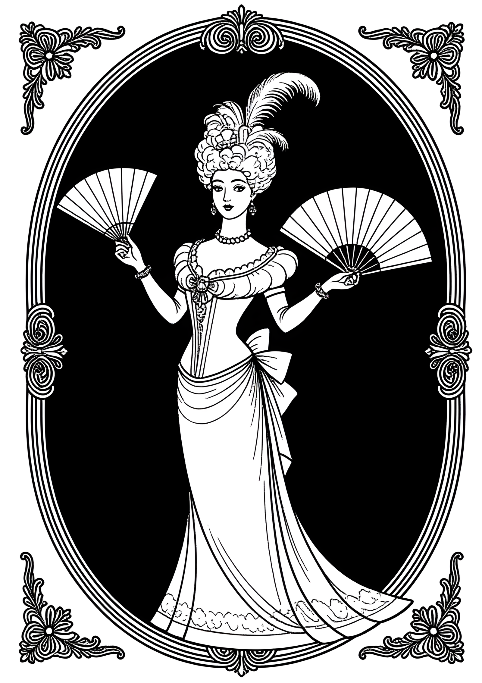 Coloriage Éventail à la marquise, variante 4