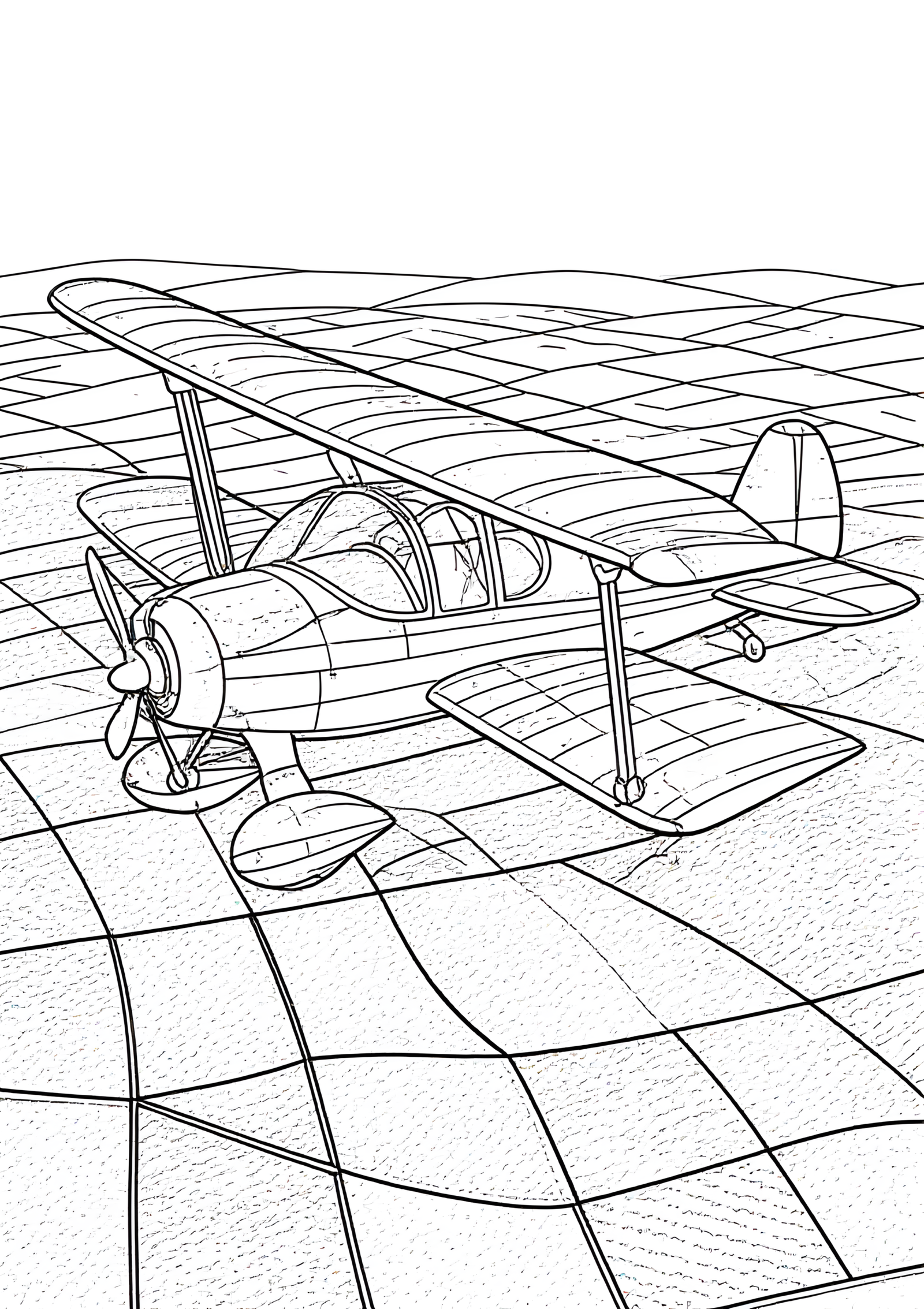 Coloriage Biplan à ailes superposées, variante 4