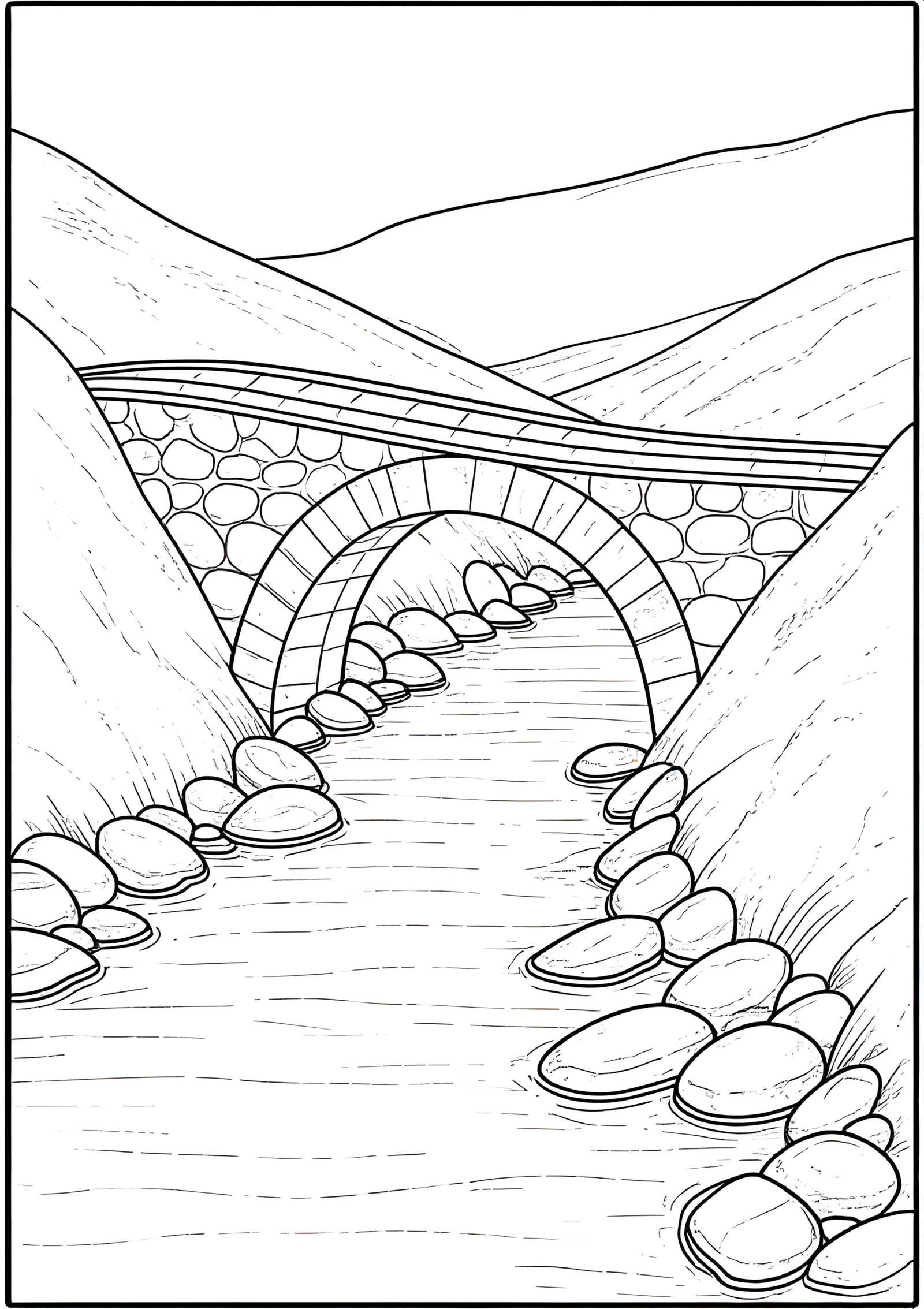 Coloriage Aqueduc De Montagne Avec Arches, variante 4