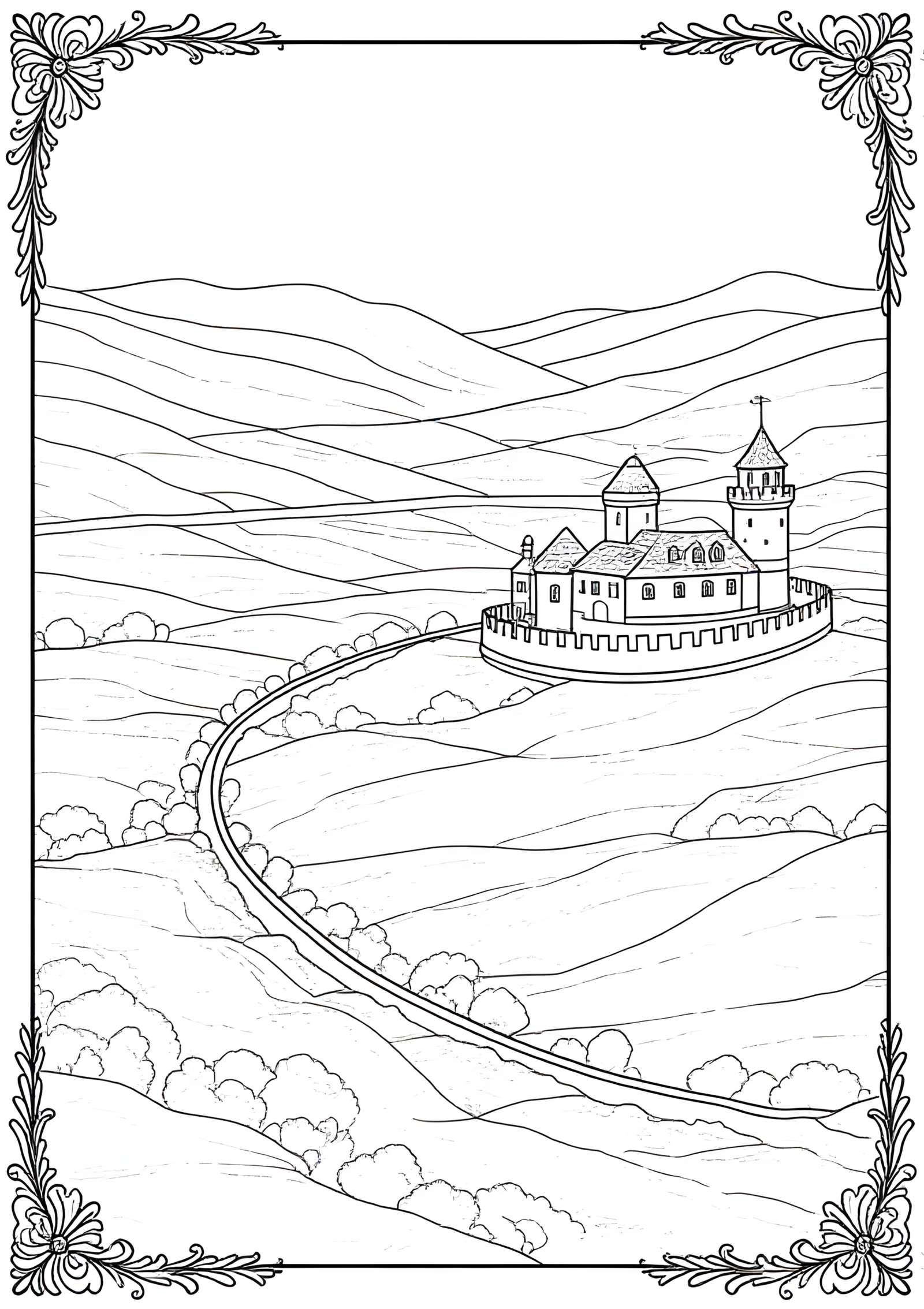 Coloriage Canal Circulaire Autour d’une Ville Fortifiée, variante 4