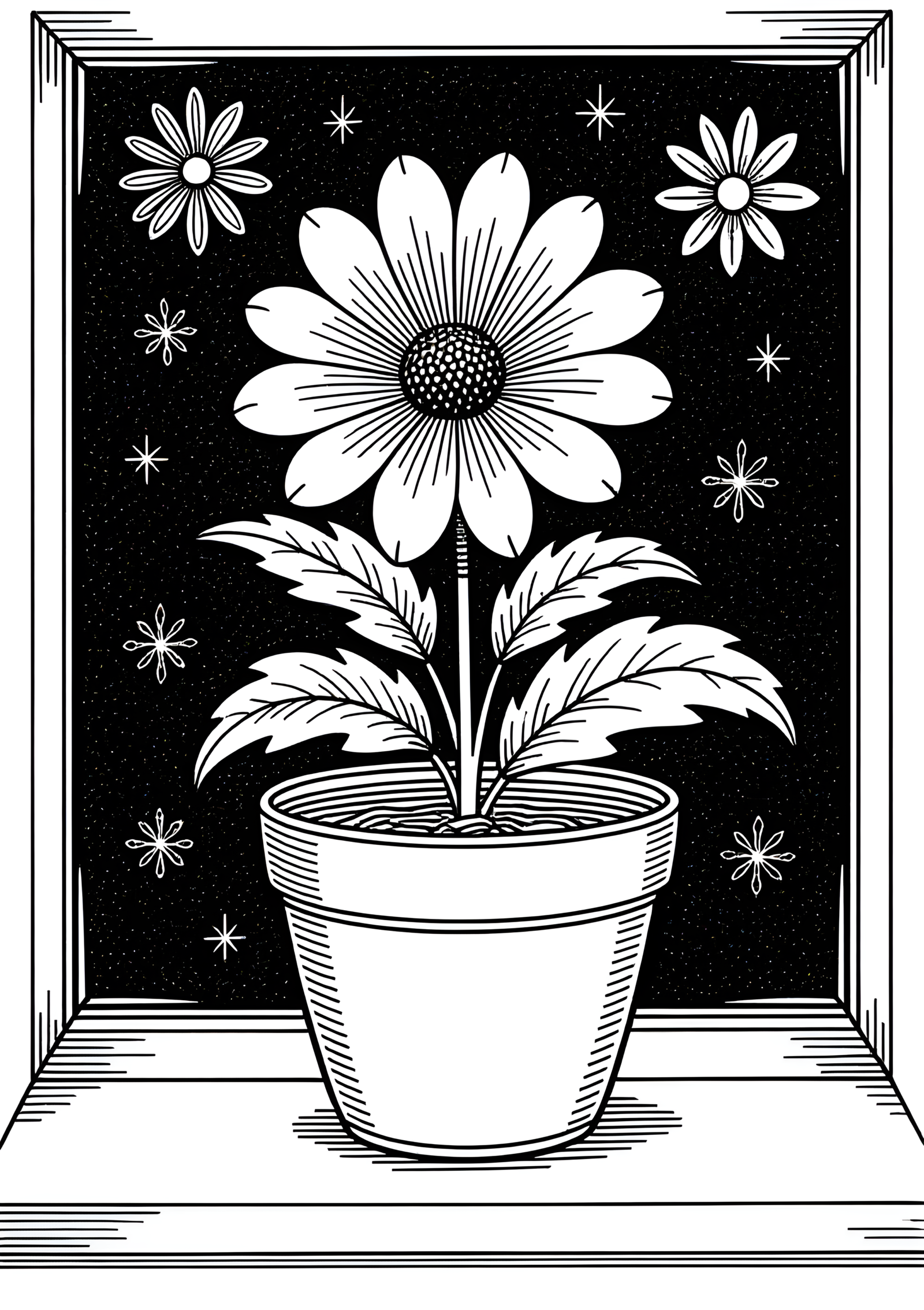 Coloriage Cactus de Noël en fleur, variante 4