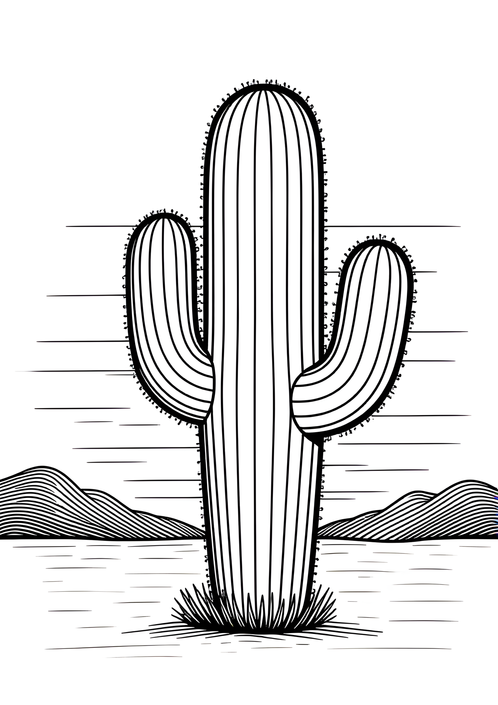 Coloriage Cactus Baril Au Couchant, variante 4