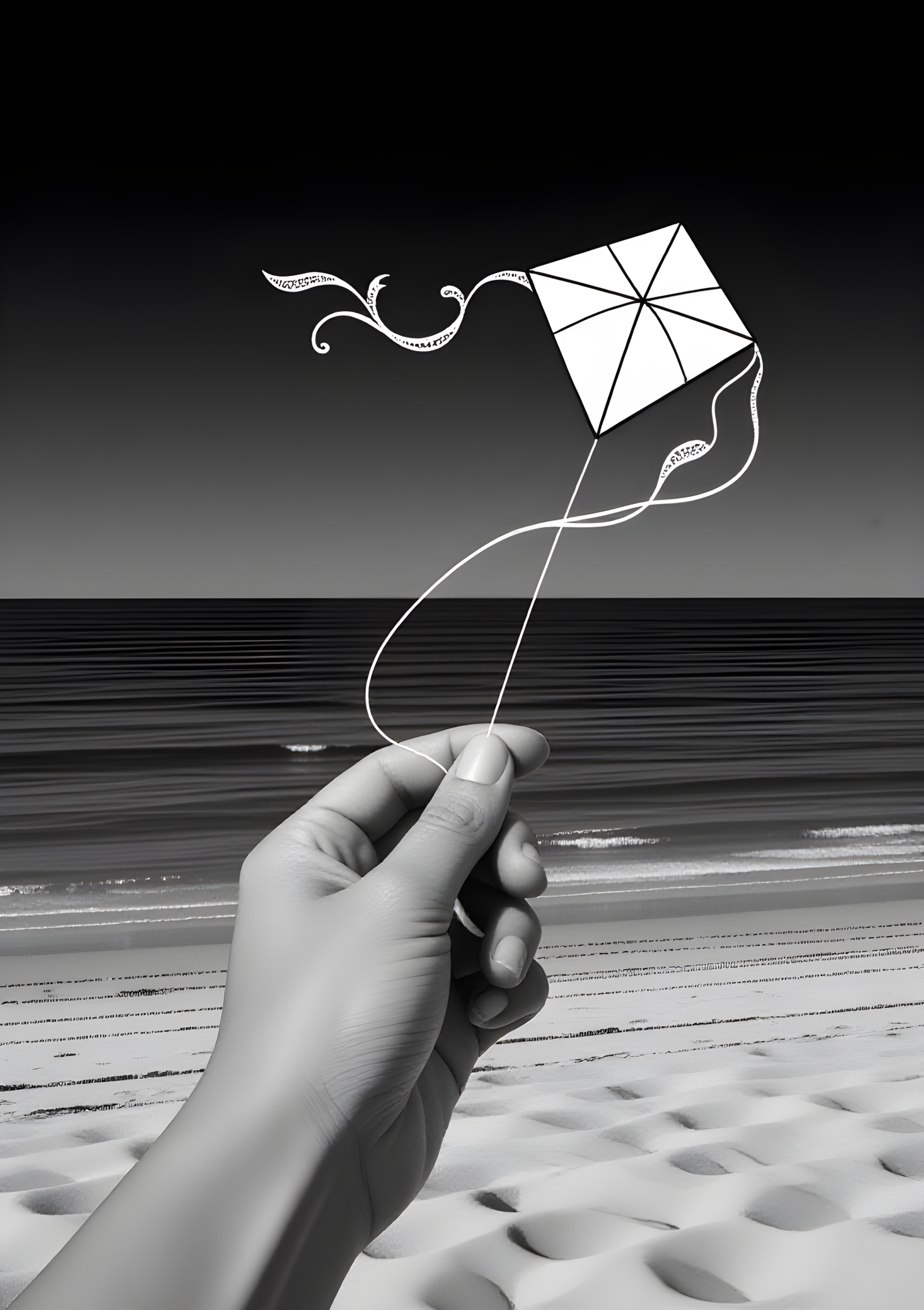 Coloriage Cerf-Volant Miniature Entre Deux Doigts, variante 4