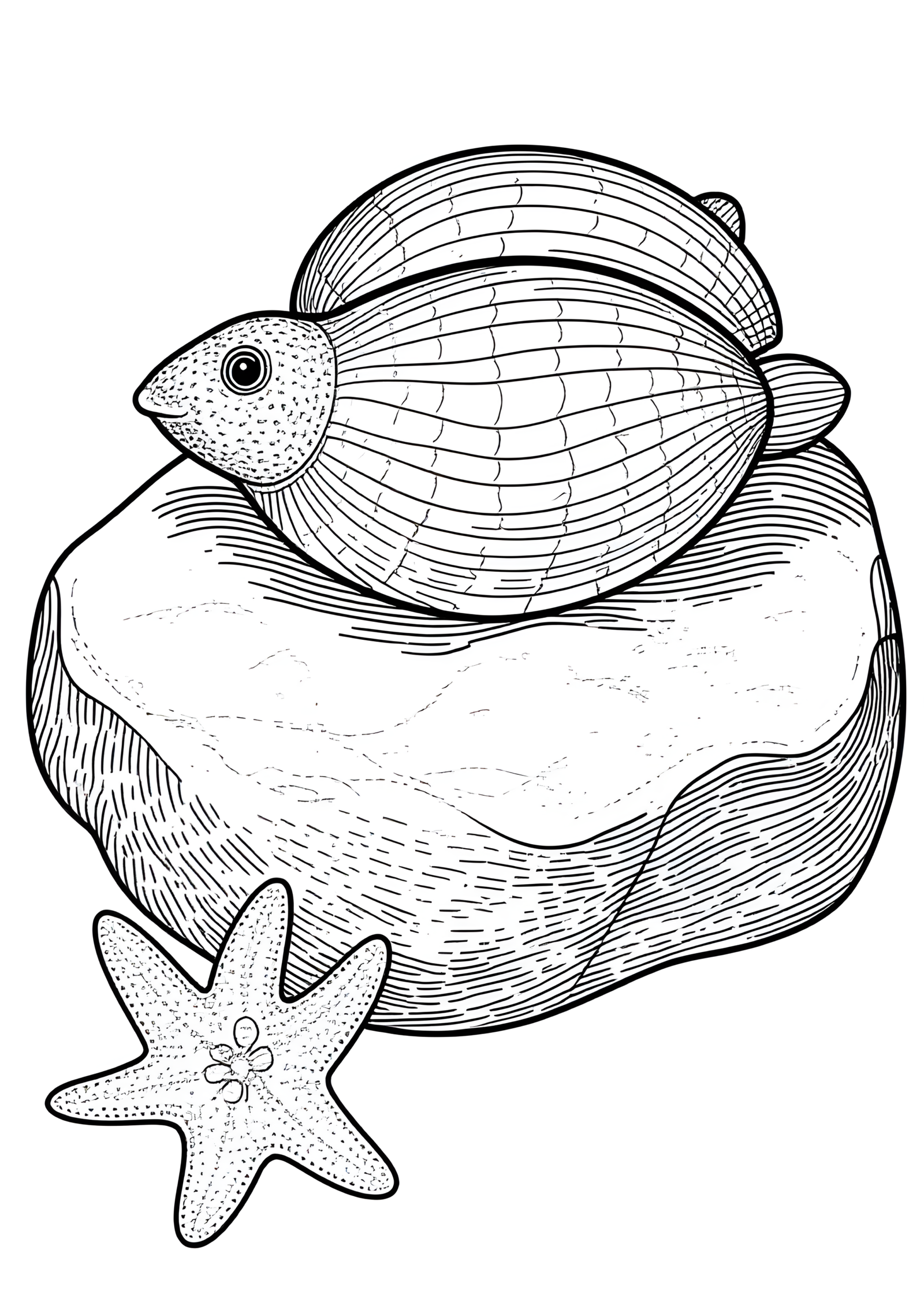 Coloriage COQUILLAGE CYPRÉE, variante 4