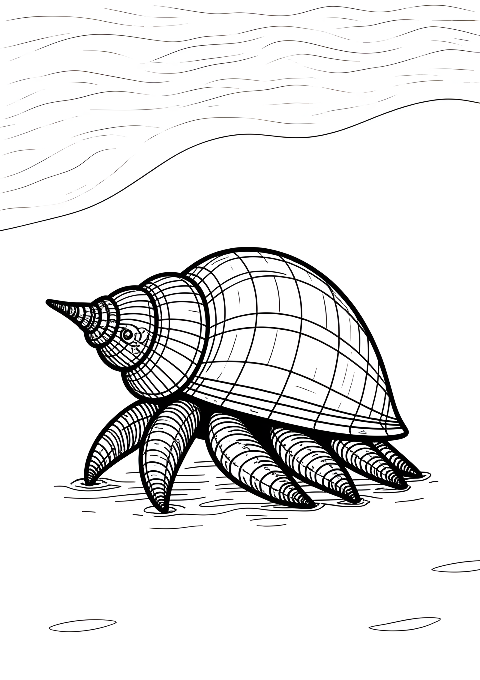 Coloriage Pagure Bernard-l’Ermite, variante 4