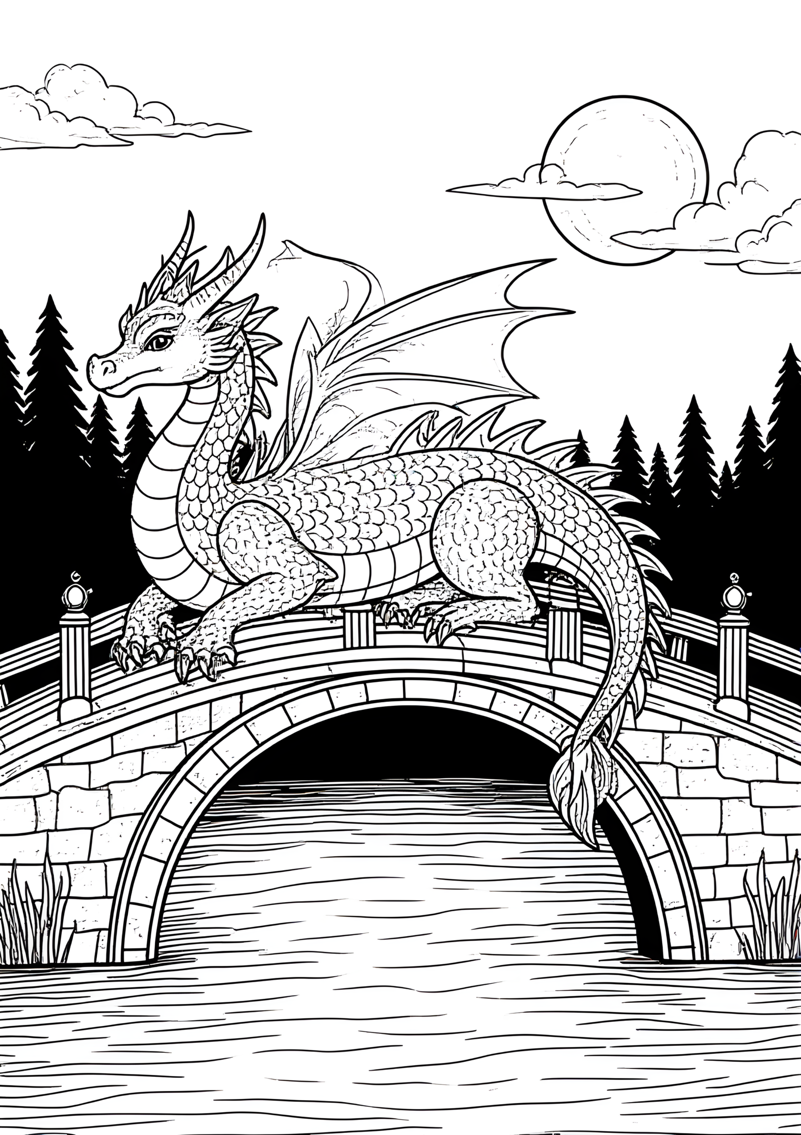 Coloriage Dragon de Feu Dormant sur un Lit de Braises, variante 4