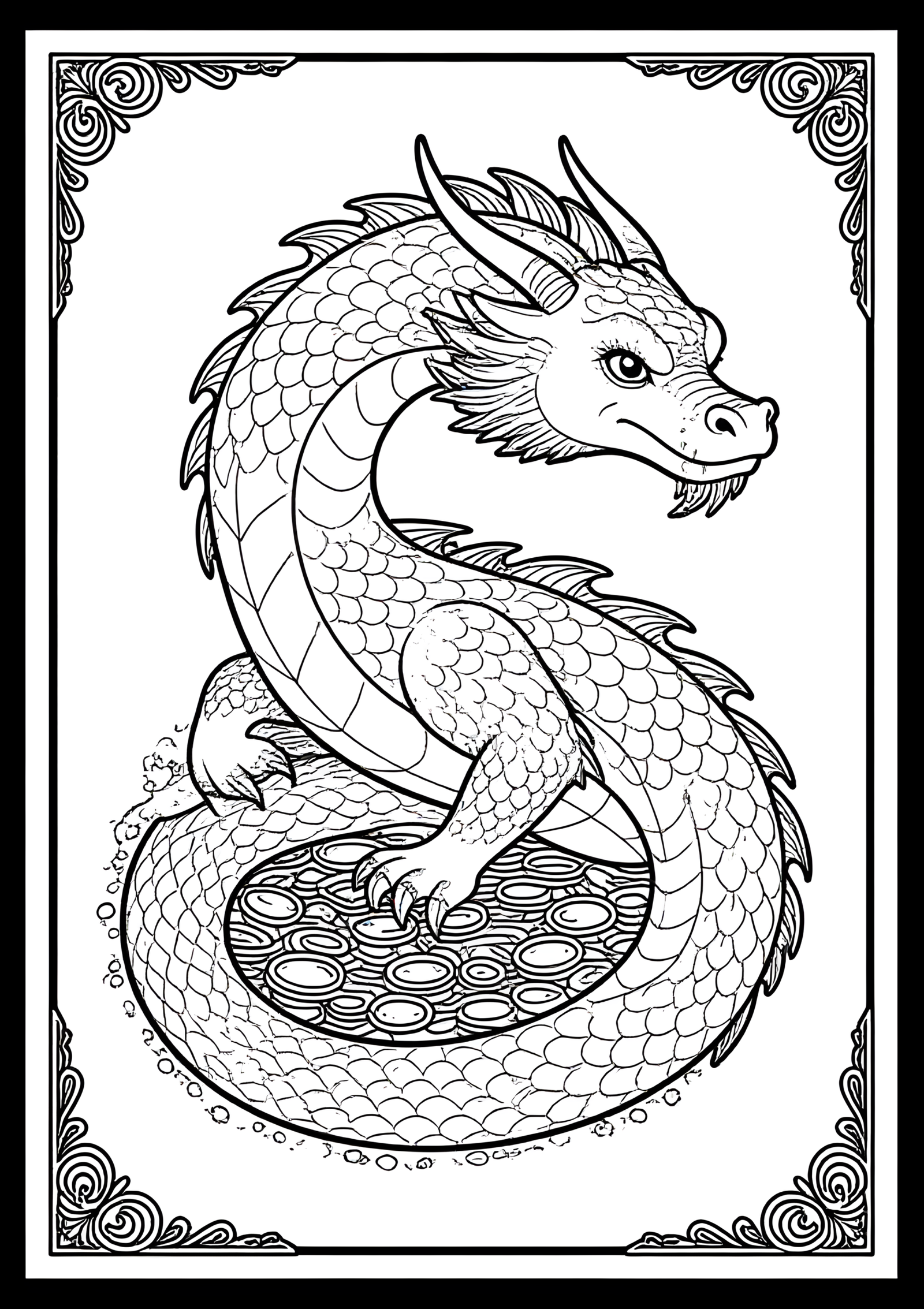 Coloriage Dragon de Montagne au Trésor, variante 4