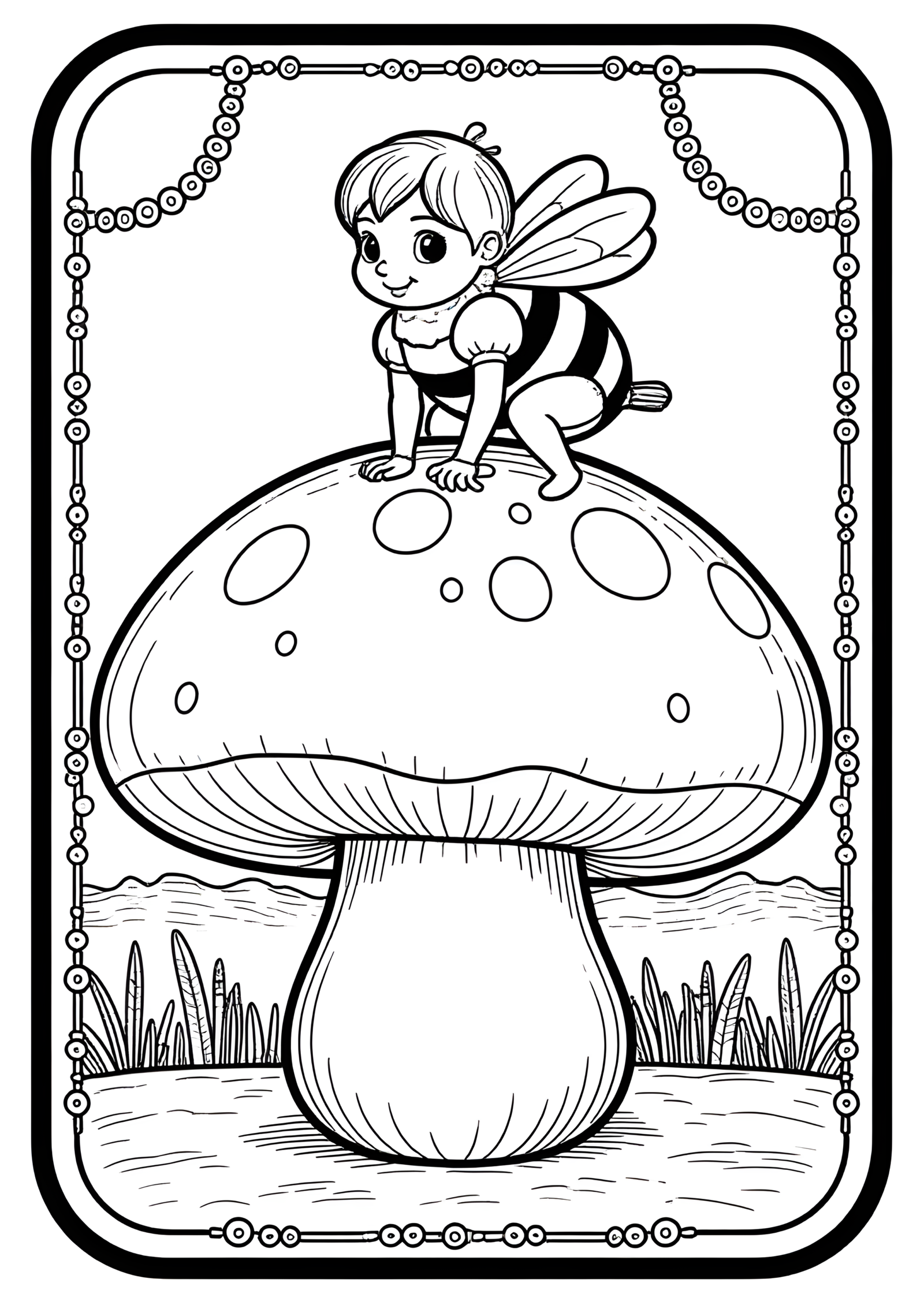 Coloriage Coloriage Elfes sur Champignon, variante 4