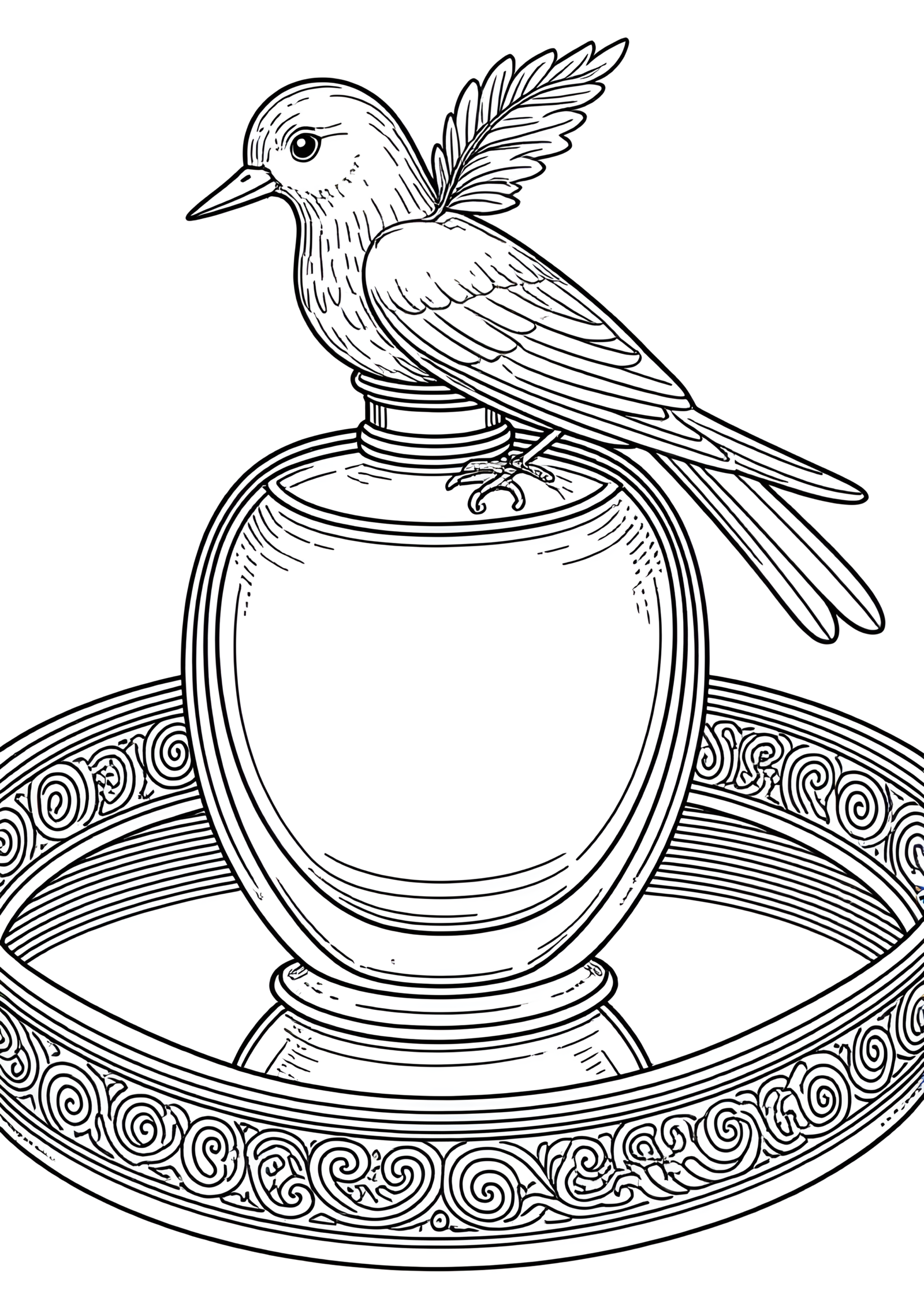 Coloriage Flacon de Parfum à Oiseau Doré, variante 4