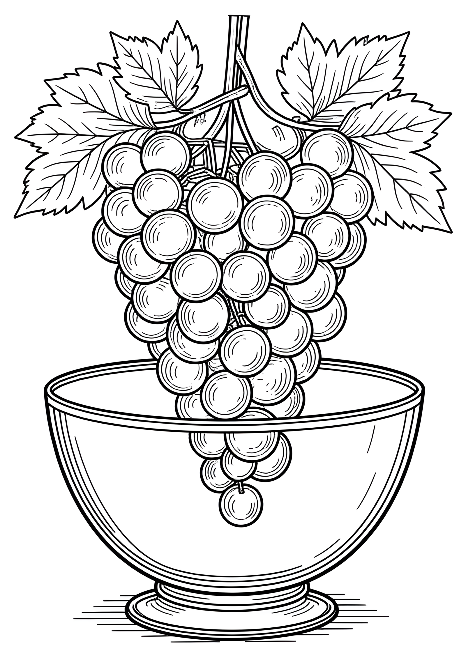 Coloriage Grappe de Raisins dans un Bol en Verre, variante 4