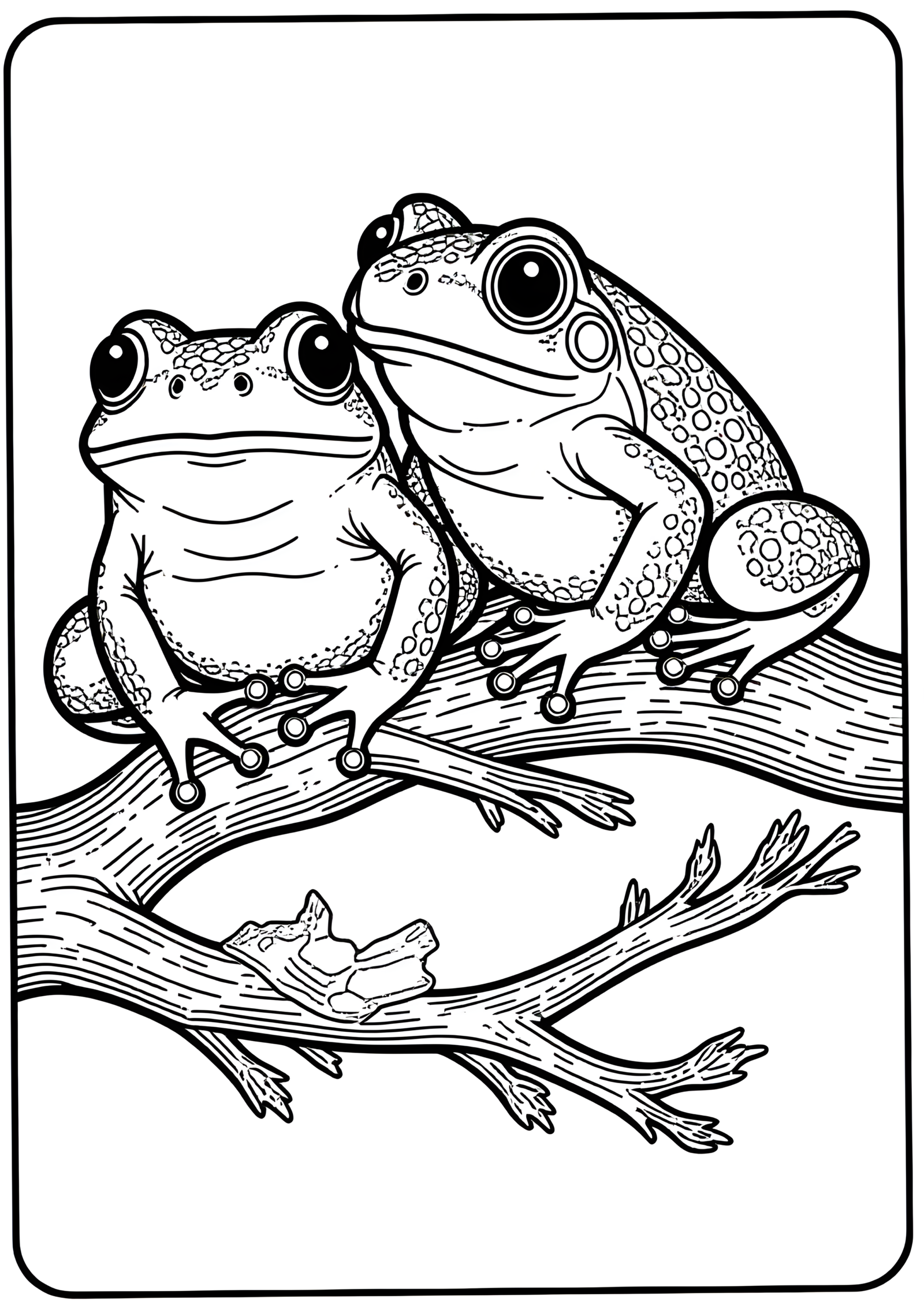 Coloriage Grenouilles Sur Pierre À Moitié Immergée, variante 4