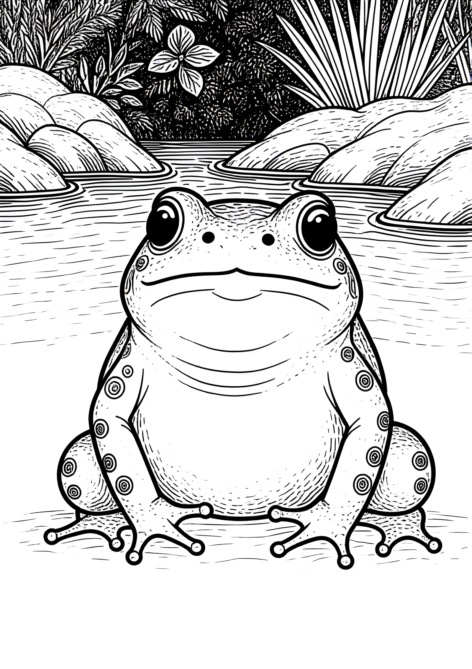 Coloriage Crapaud À Ventre De Feu, variante 4