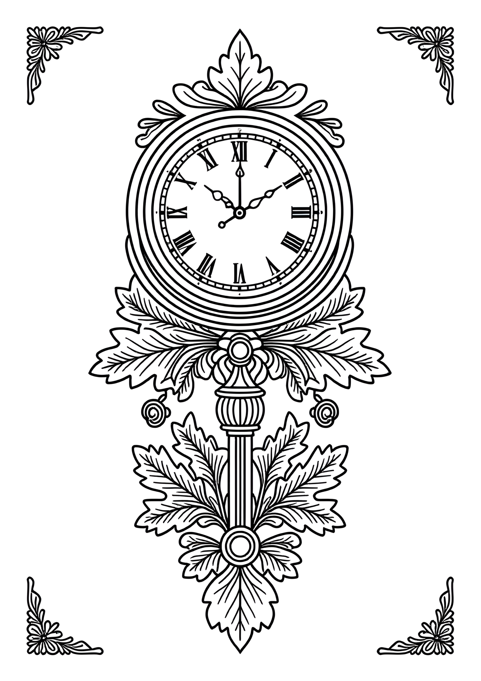 Coloriage BAROMÈTRE-CARILLON EN CHÊNE SCULPTÉ, variante 4