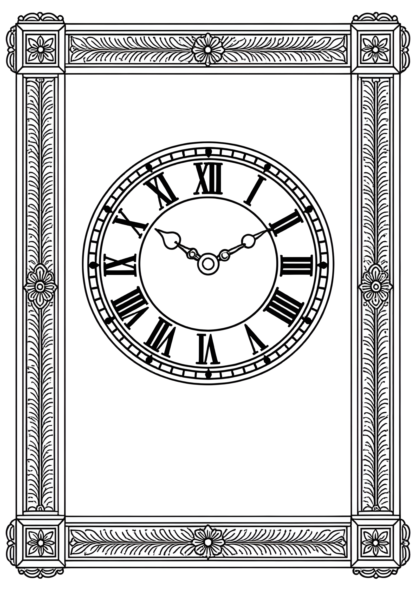 Coloriage Horloge d’édifice à chiffres romains, variante 4
